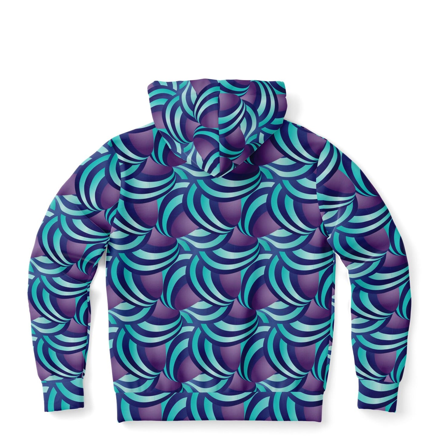 Fashion Zip-Up Hoodie - AOP Kukloso Ice Cream Swirls Aqua and Purple - Free Shipping