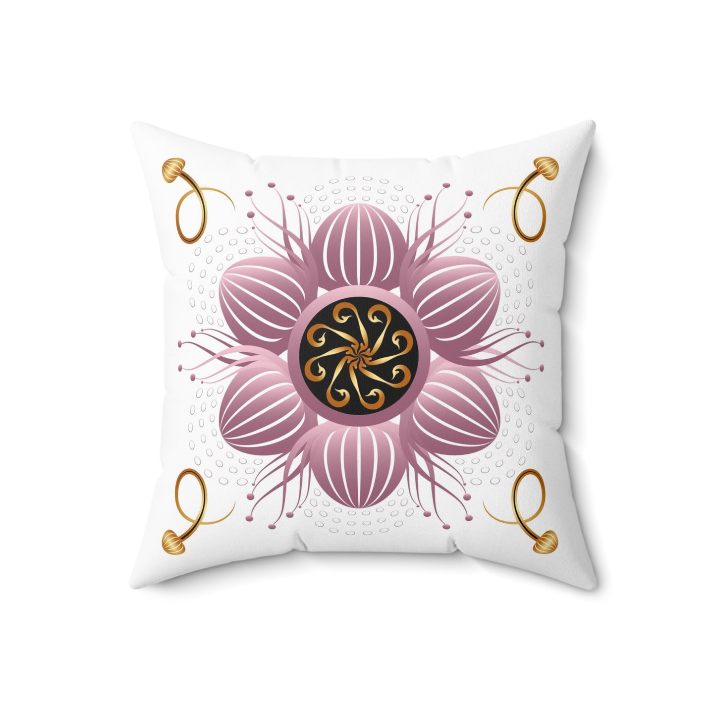 Spun Polyester Square Pillow Kukloso Melange de fleur No 29 Pink/Black & Pink/White - Free Shipping