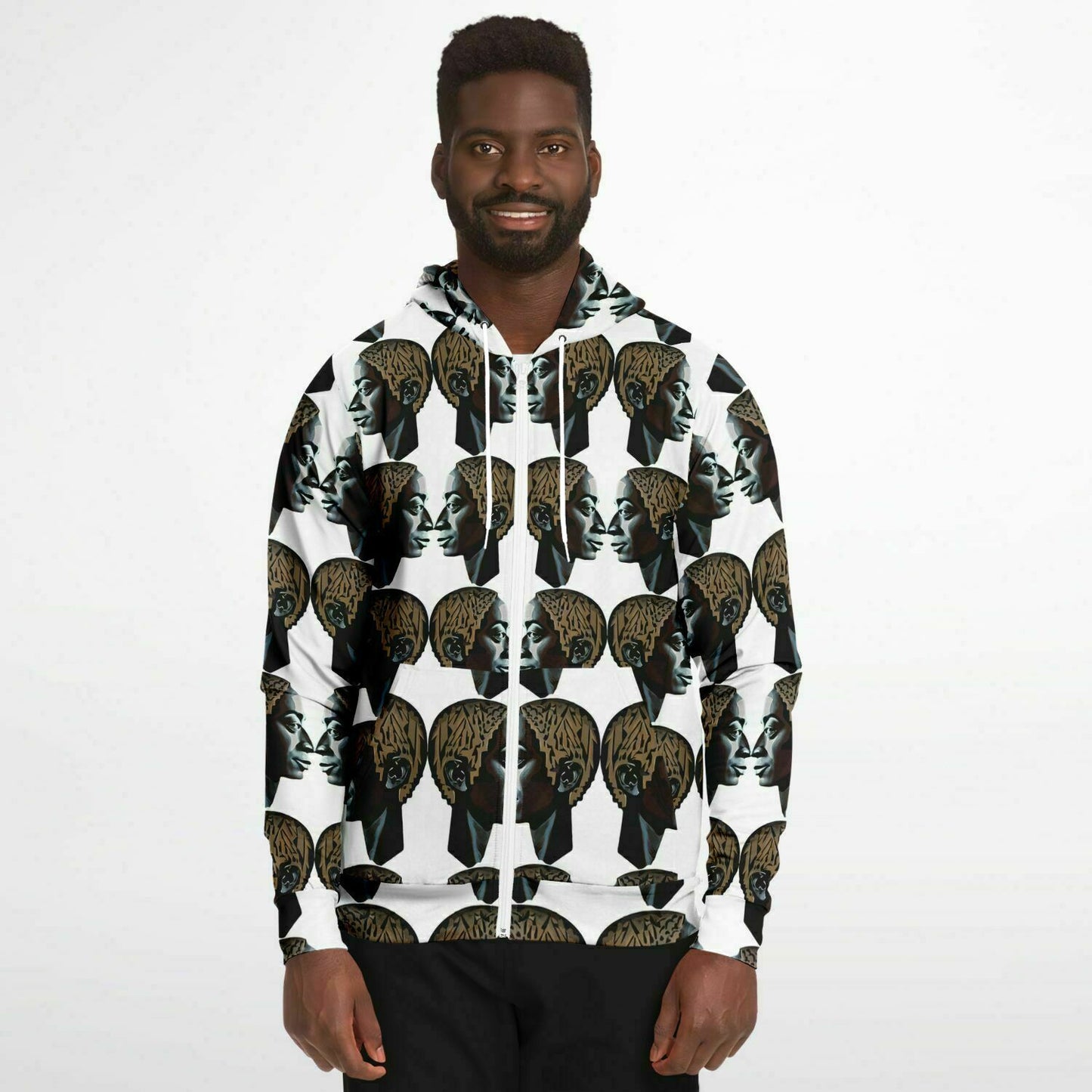 Fashion Zip-Up Hoodie - AOP Kukloso Cubist Faces No 44 - Free Shipping