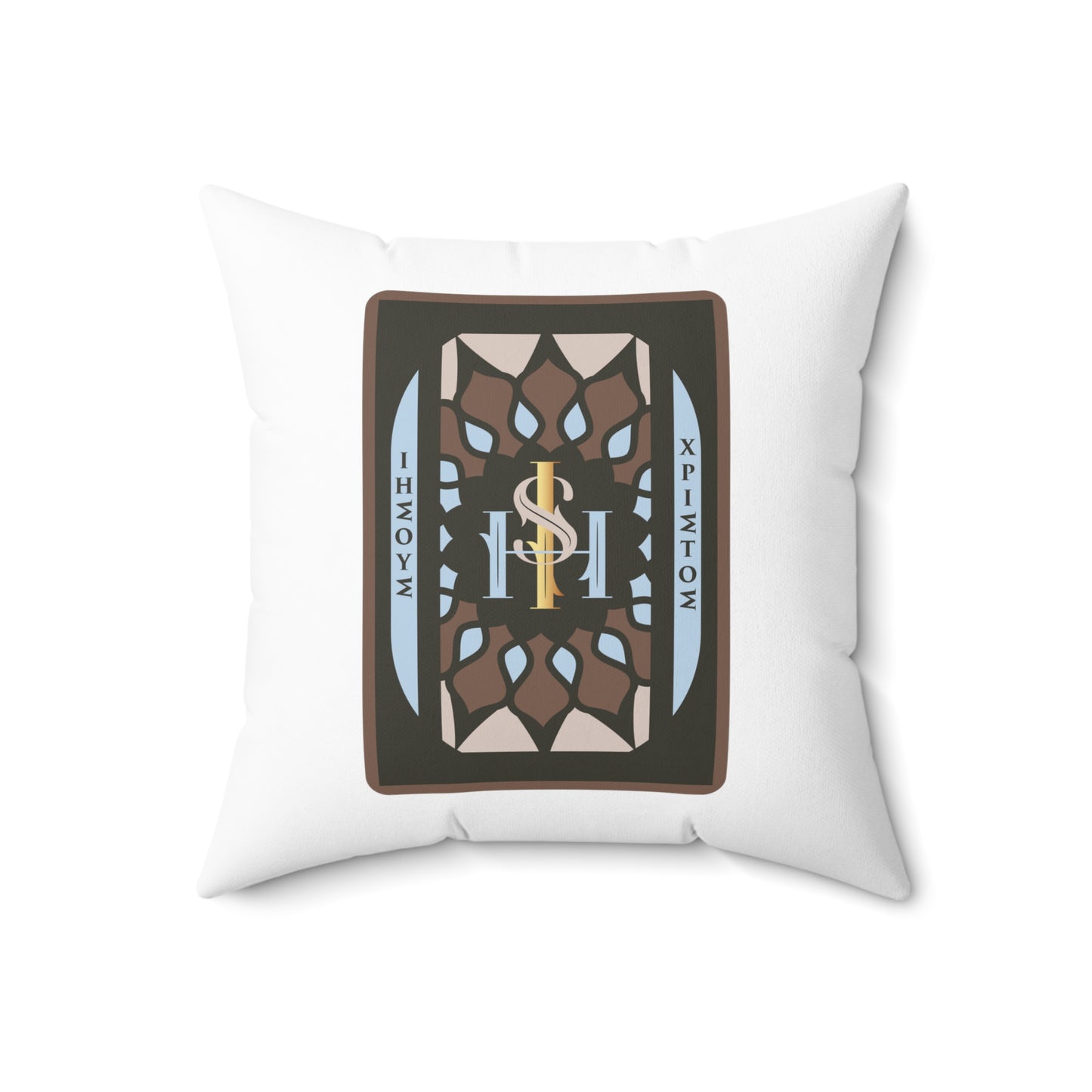 Spun Polyester Square Pillow Kukloso Matthew 28:20 / ISH Monograma Christi - Free Shipping