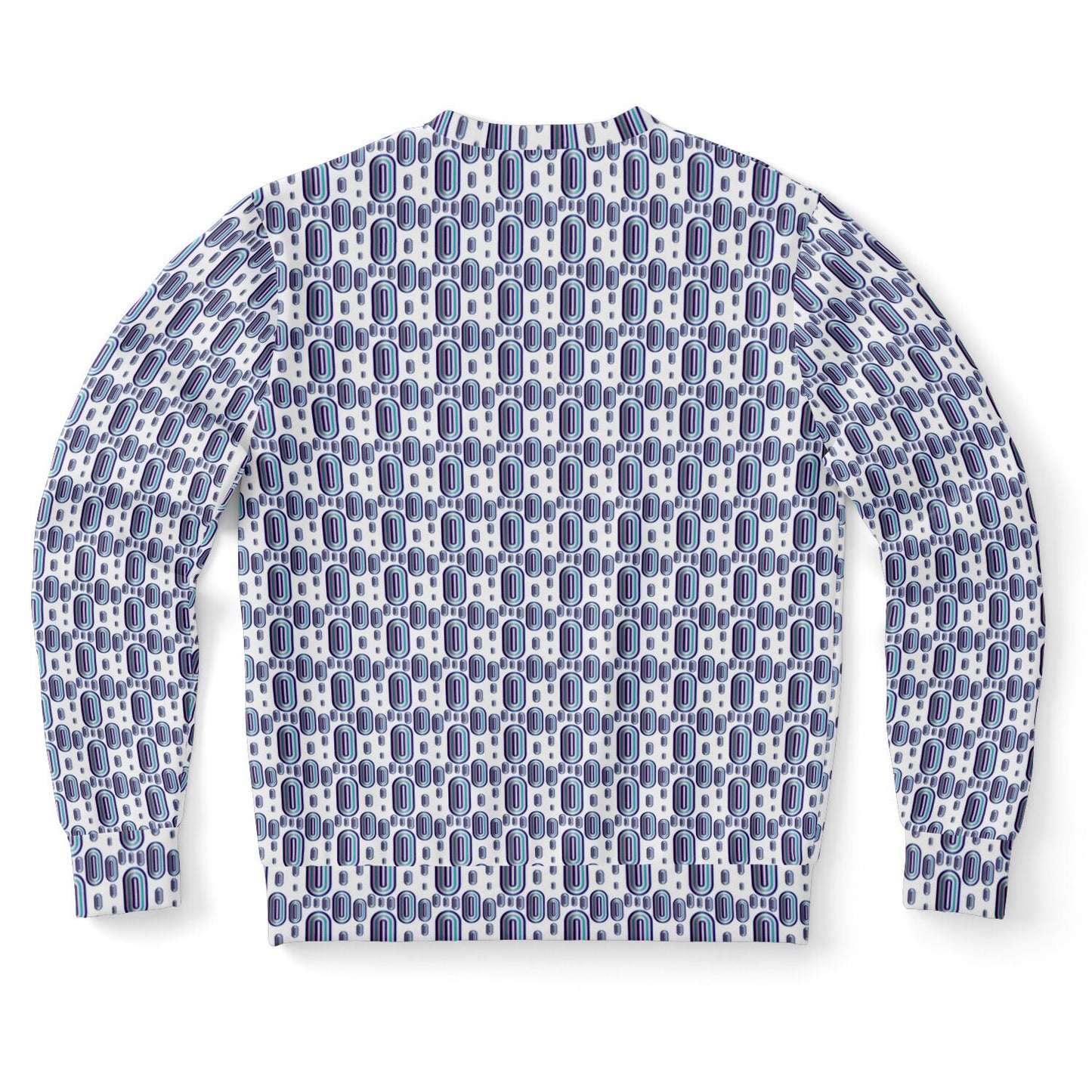 Athletic Sweatshirt - AOP Kukloso Abstractical No 93 Navy, Aqua, Pink shapes on White - Free Shipping