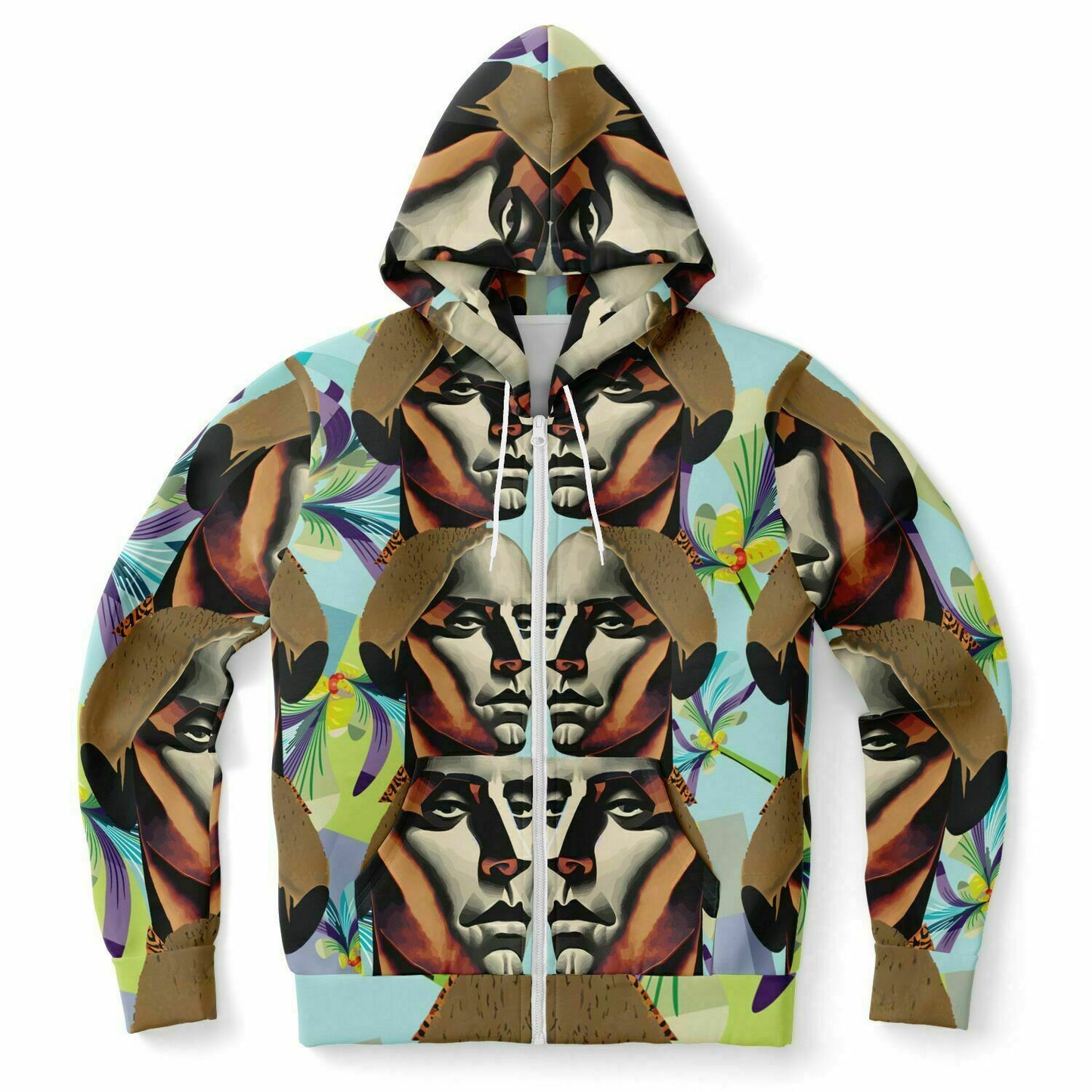 Fashion Zip-Up Hoodie - AOP Kukloso Cubist Faces No 49 - Free Shipping
