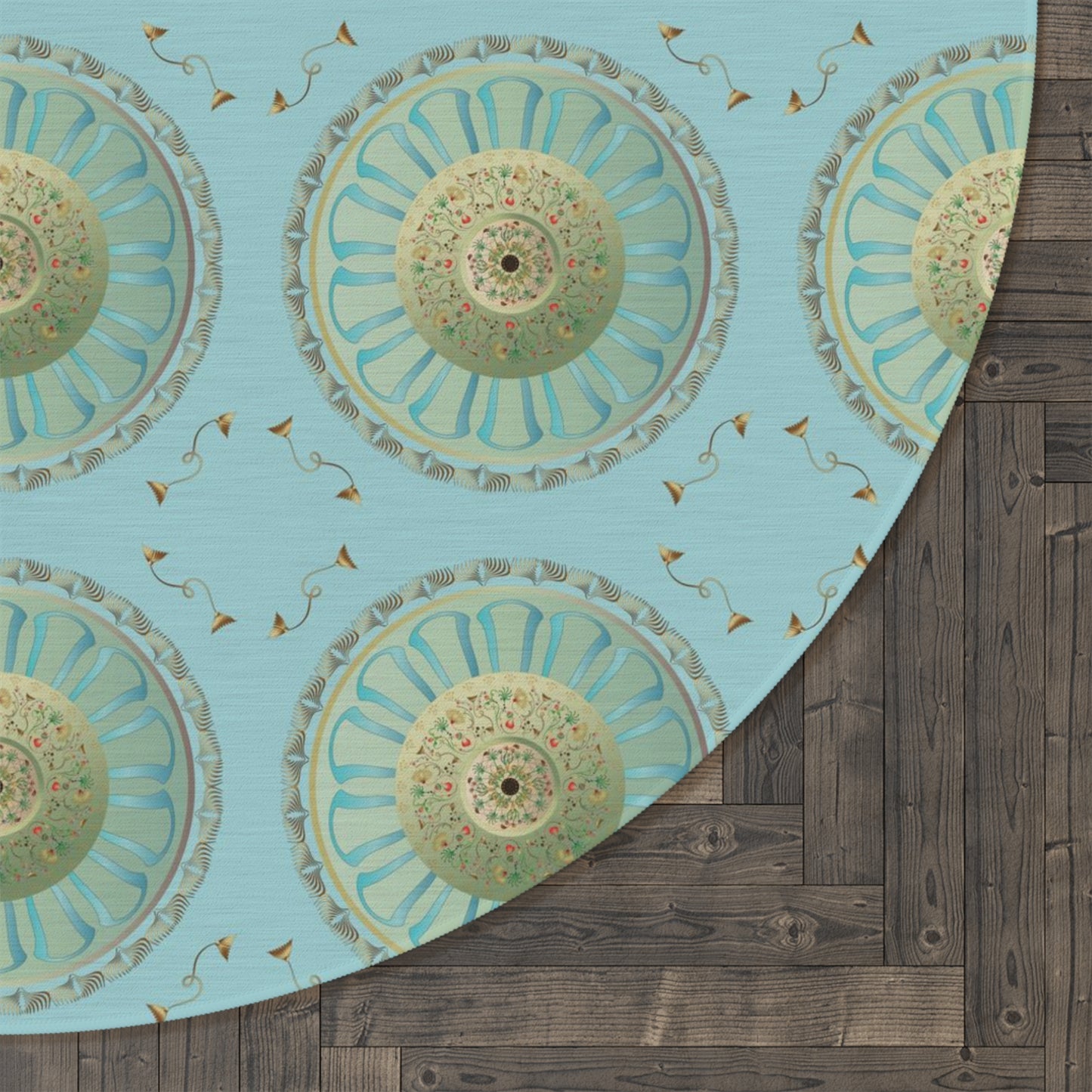 Round Rug Kukloso Mandala Decorata Aqua Free Shipping