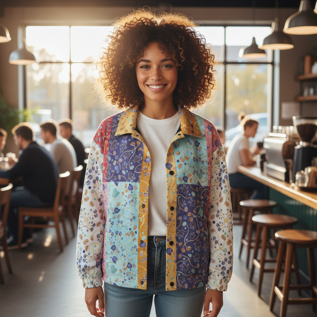 AOP Unisex Casual Lapel Jacket Kukloso Patchwork Collage No 127