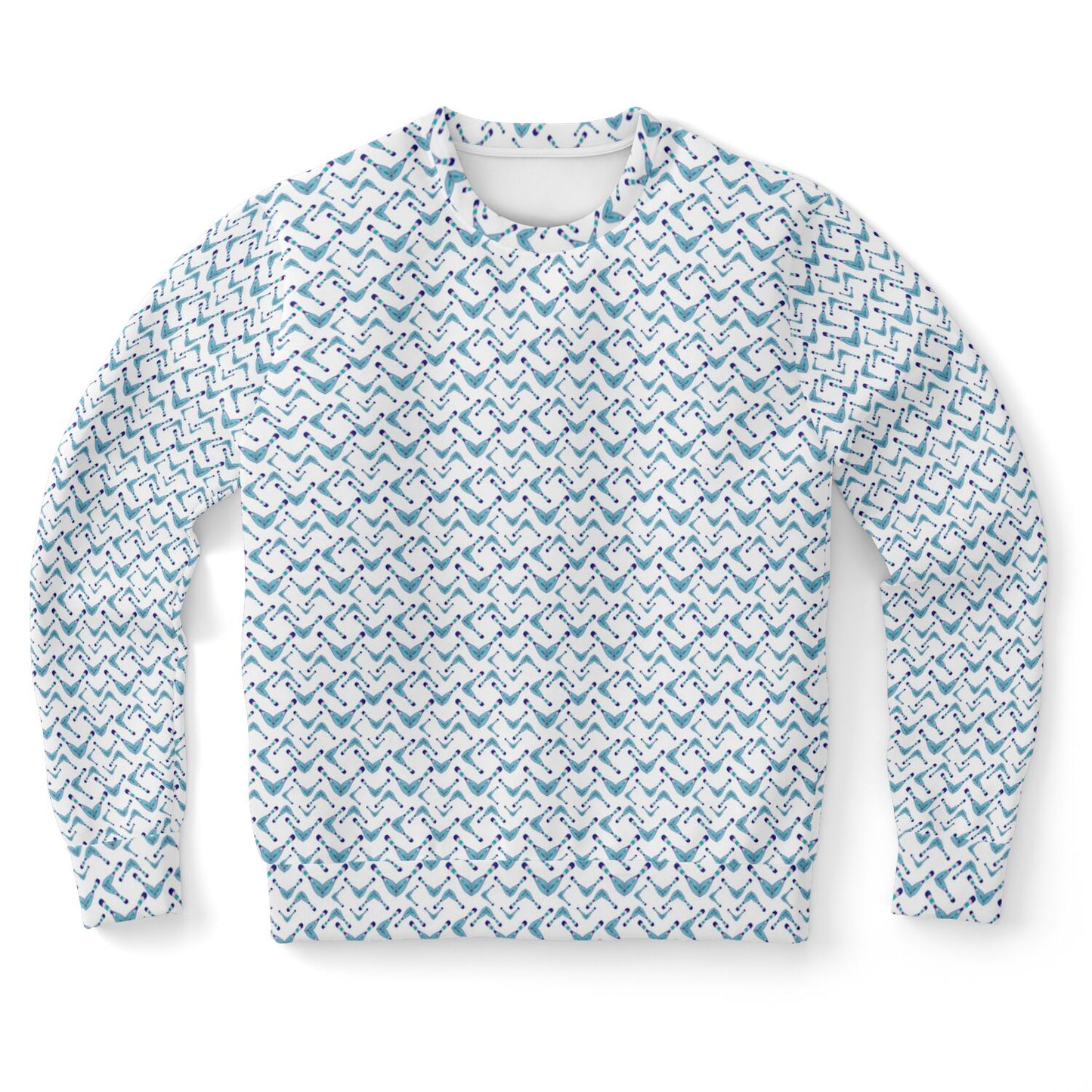 Athletic Sweatshirt - AOP Kukloso Abstractical No 97 Navy, Aqua, Pink Crazy shapes on White - Free Shipping