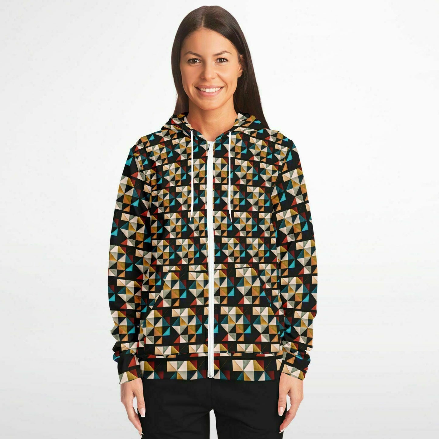 Fashion Zip-Up Hoodie - AOP Kukloso Cubist Faces No 31 - Free Shipping
