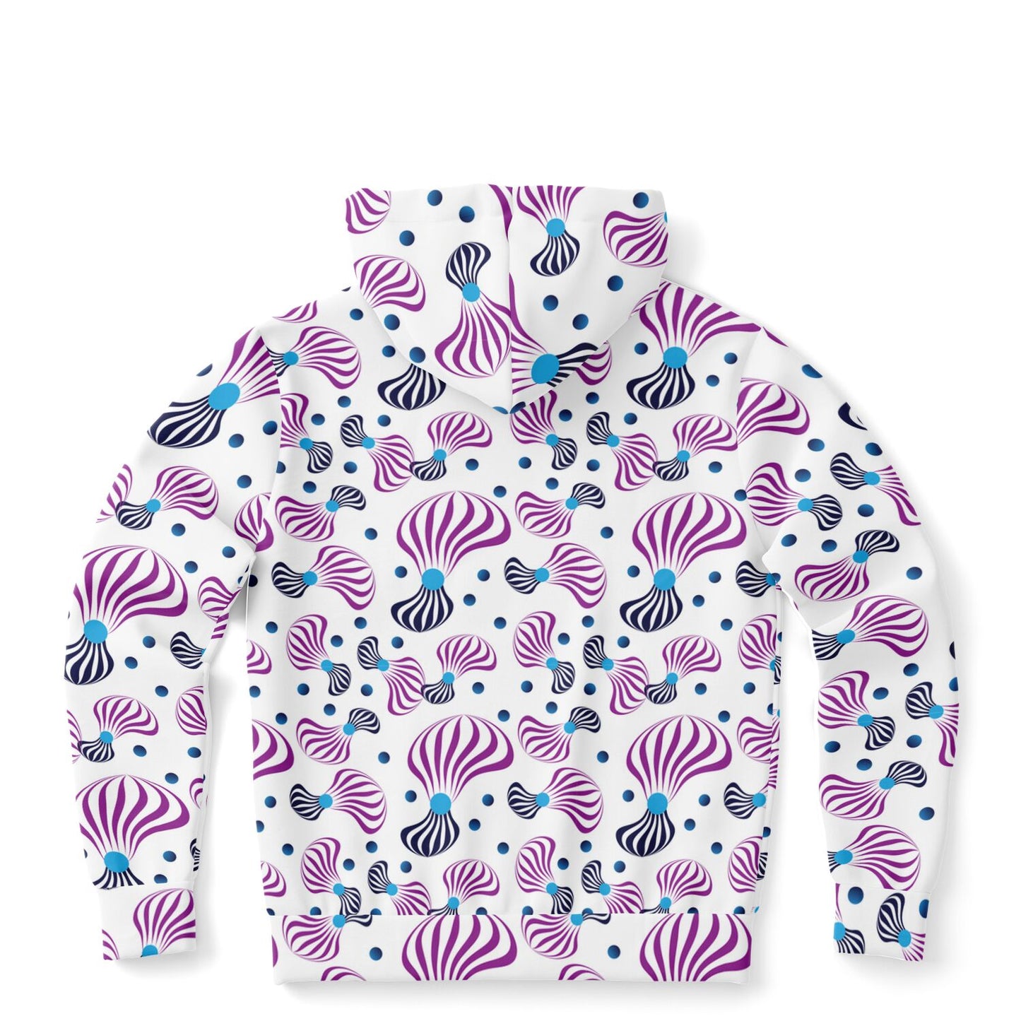 Fashion Zip-Up Hoodie - AOP Kukloso Whimsical l No 95 Pink and Navy on White - Free Shipping