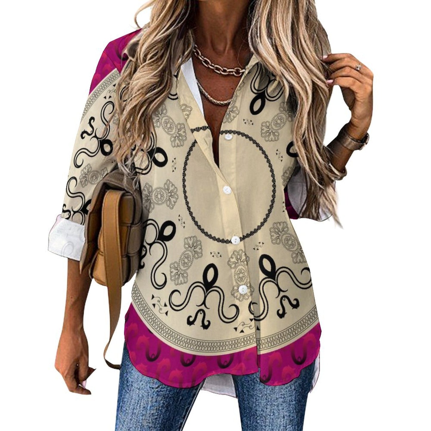 Long Sleeve Shirt Blouse Kukloso Abstract No 1776