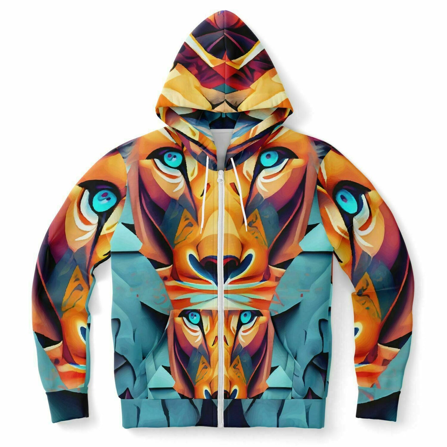 Fashion Zip-Up Hoodie - AOP Kukloso Mr. Lion Multicolored - Free Shipping
