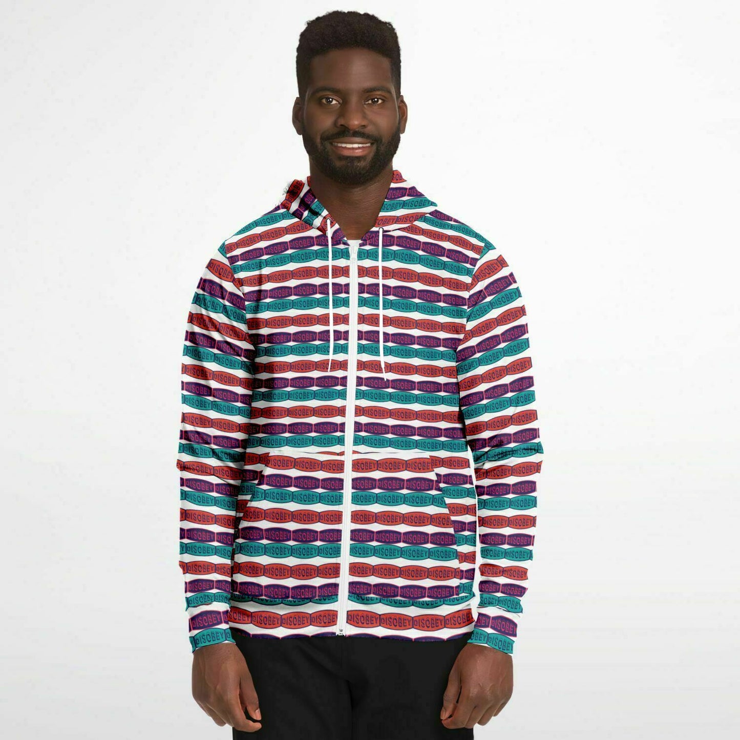 Fashion Zip-Up Hoodie - AOP Kukloso Disobey Logo Triple Colors - Free Shipping