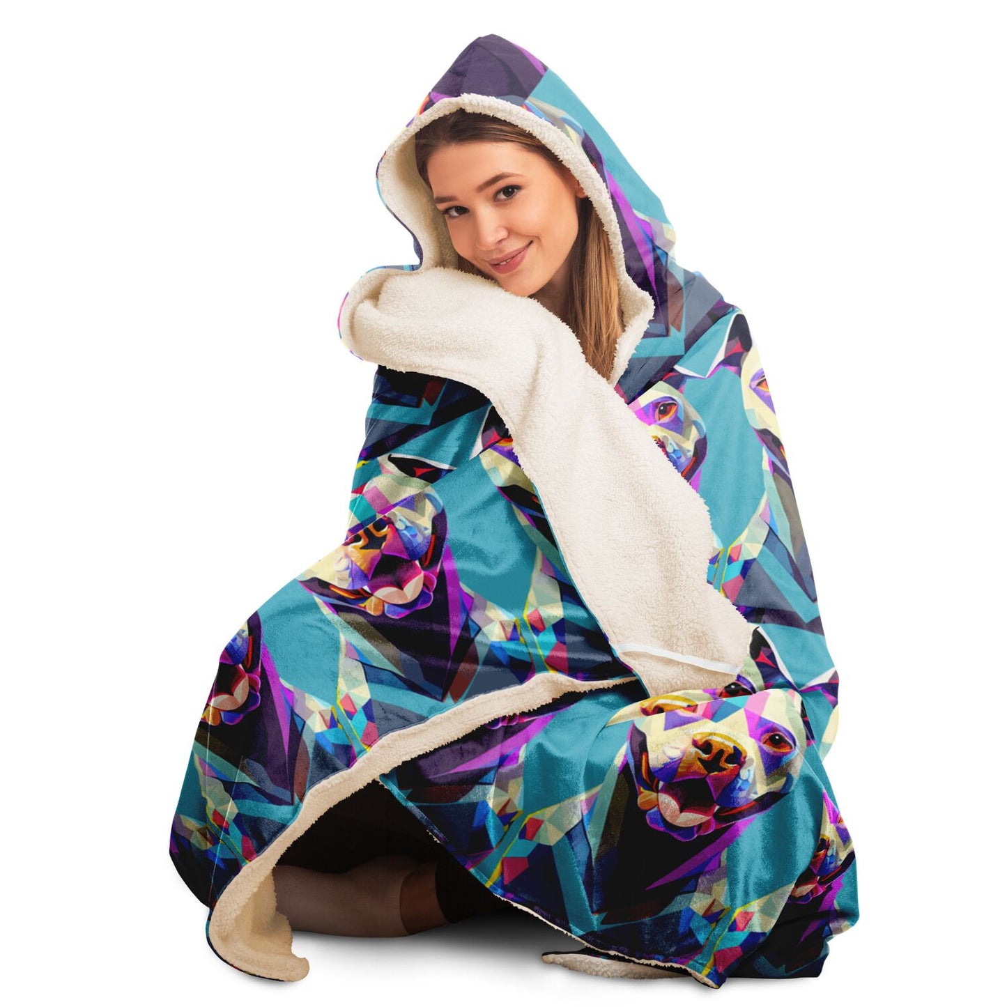 Hooded Blanket - AOP KUkloso Cubist Pit Bull Dog No 2 - Free Shipping