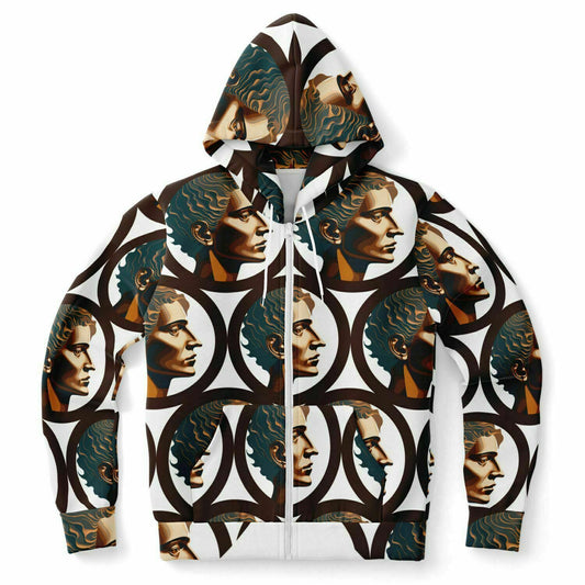 Fashion Zip-Up Hoodie - AOP Kukloso Cubist Faces No 46 - Free Shipping