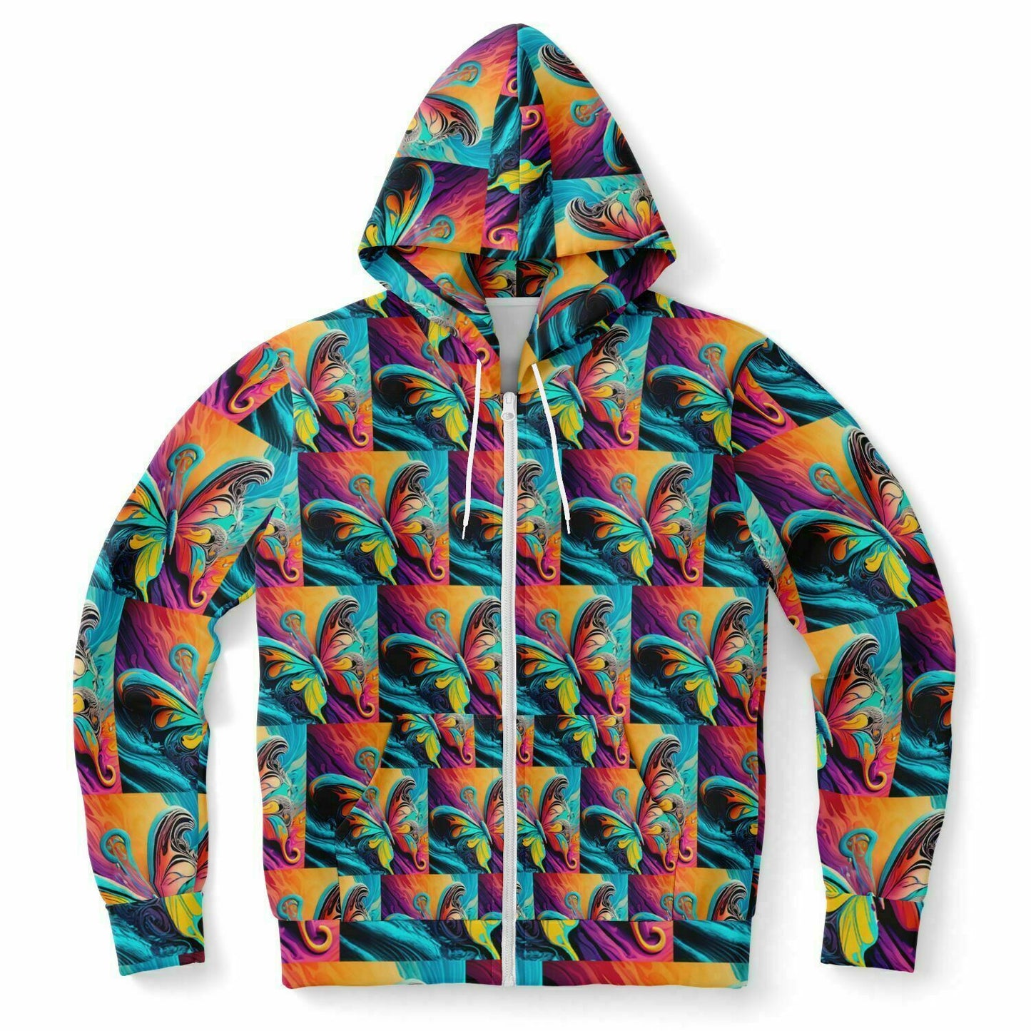 Fashion Zip-Up Hoodie - AOP Kukloso Got Color Series Butterfly - Free Shipping