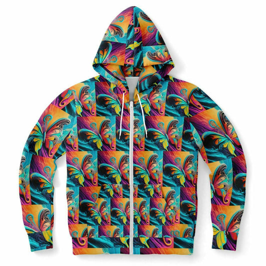 Fashion Zip-Up Hoodie - AOP  Kukloso Got Color Series Butterfly - Free Shipping