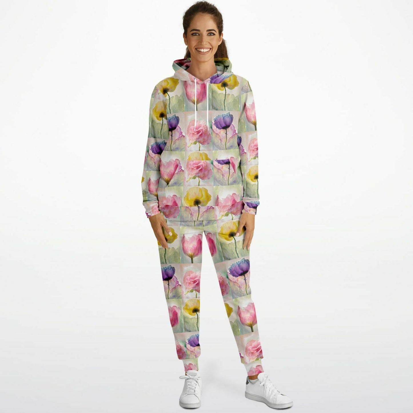 Athletic Hoodie & Jogger - AOP Kukloso Multicolored Watercolor Florals - Free Shipping