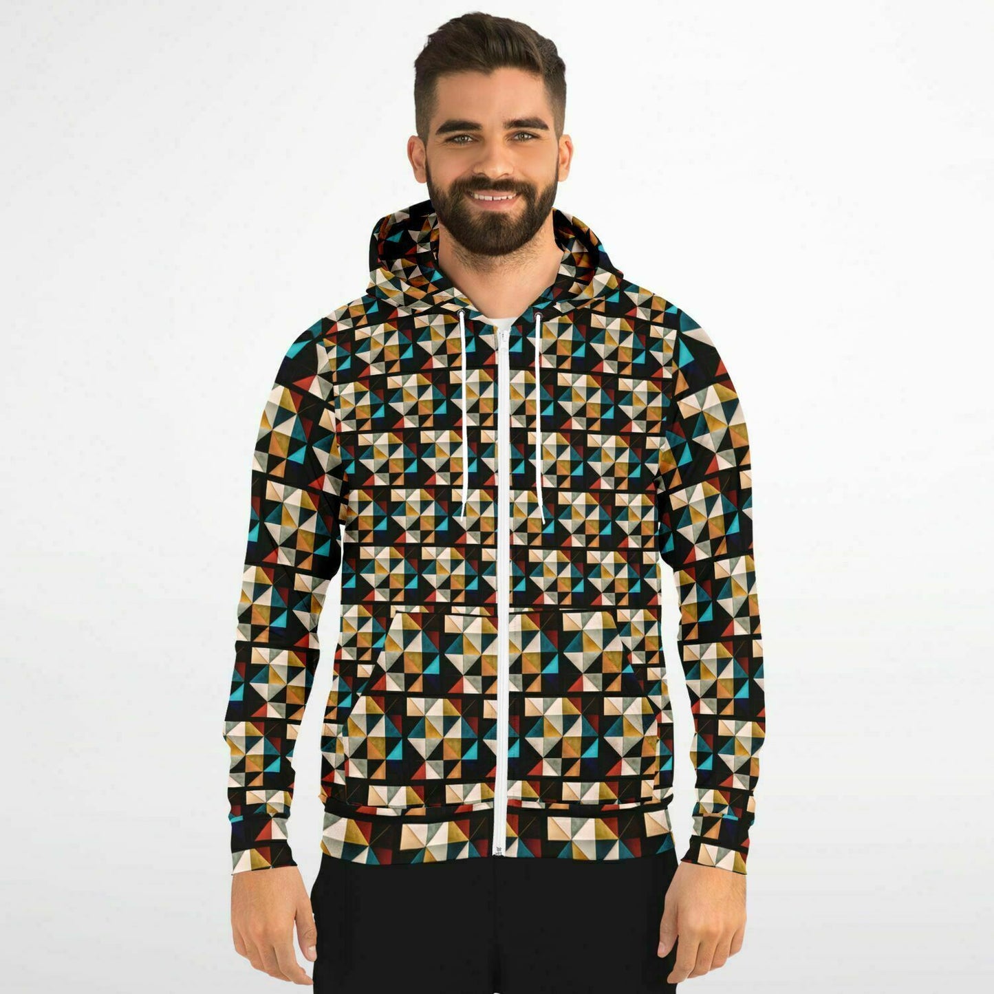 Fashion Zip-Up Hoodie - AOP Kukloso Cubist Faces No 31 - Free Shipping