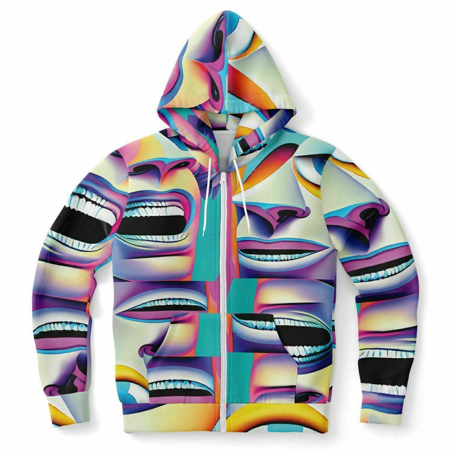 Fashion Zip-Up Hoodie - AOP Kukloso Cubist Faces No 7 A - Free Shipping