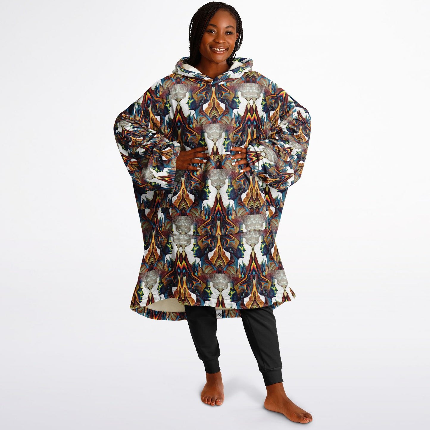 Snug Hoodie Economy - AOP Kukloso Cubist Faces No 42 - Free Shipping