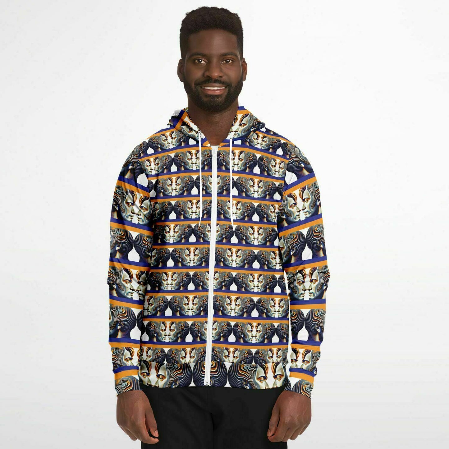 Fashion Zip-Up Hoodie - AOP Kukloso Cubist Faces No 43 A - Free Shipping