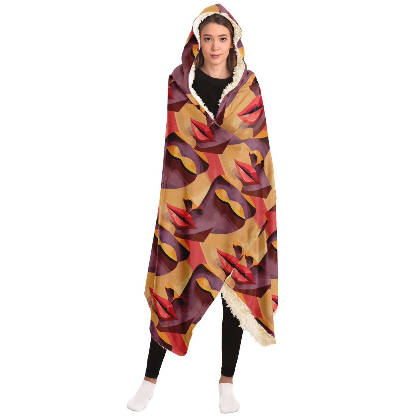 Hooded Blanket - AOP Kukloso Cubist Space Girls No 7 - Free Shipping