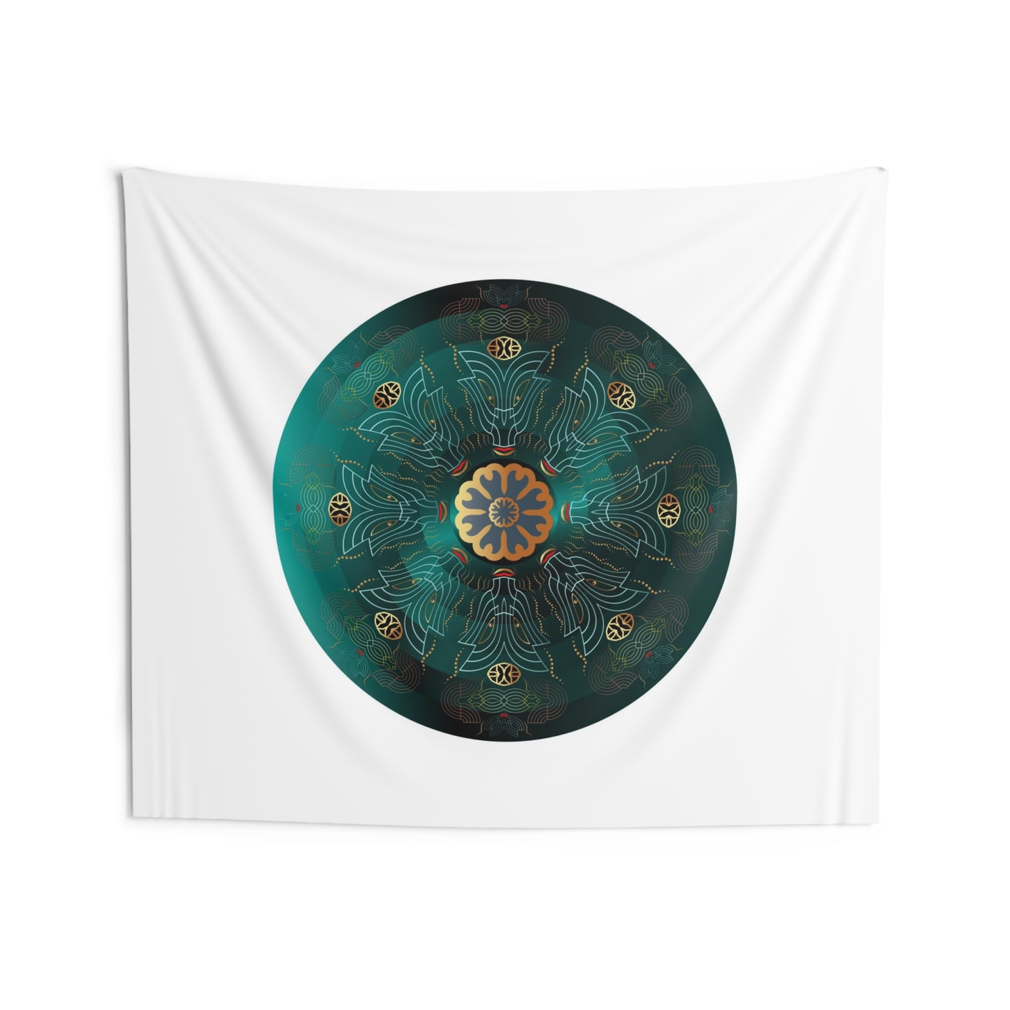 Indoor Wall Tapestries Kukloso Kuklos No 4477 Viridian Green Mandala Free Shipping