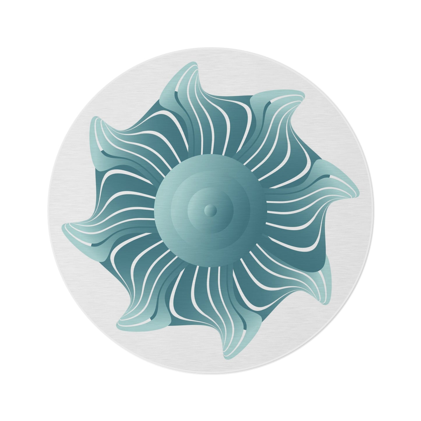 Round Rug Kukloso Mandala No 133 No 10 Aqua on Pale Gray Free Shipping