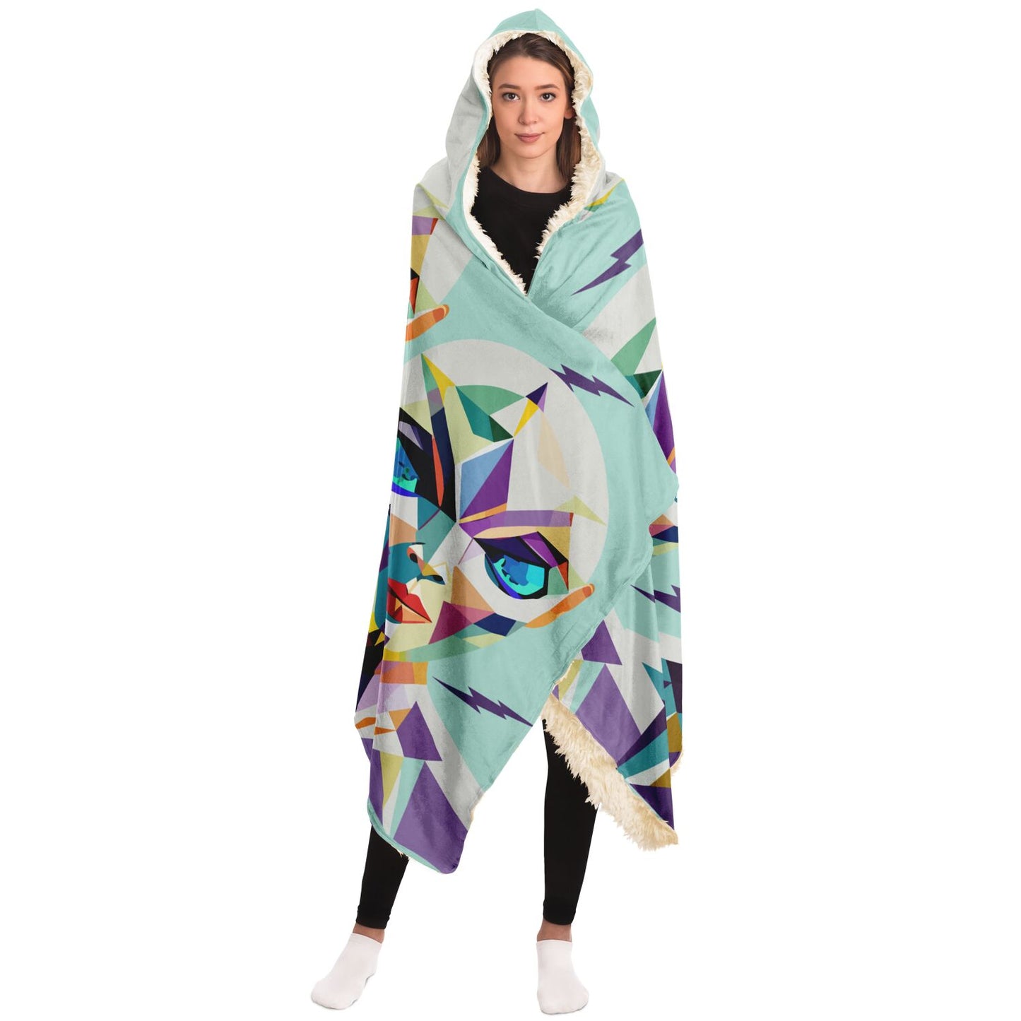 Hooded Blanket - AOP Kukloso Cubist Space Girls No 1 - Free Shipping