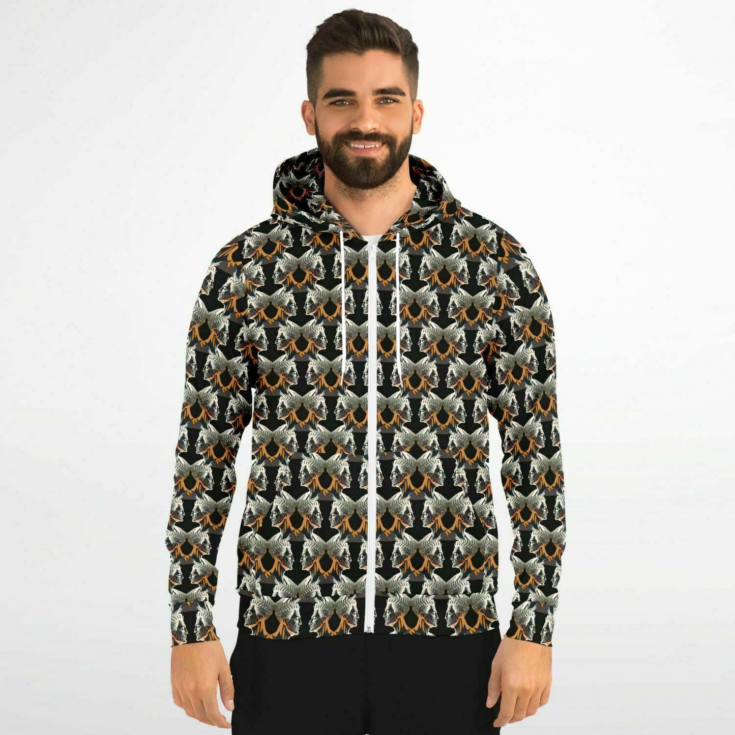 Fashion Zip-Up Hoodie - AOP Kukloso Cubist Faces No 2 - Free Shipping
