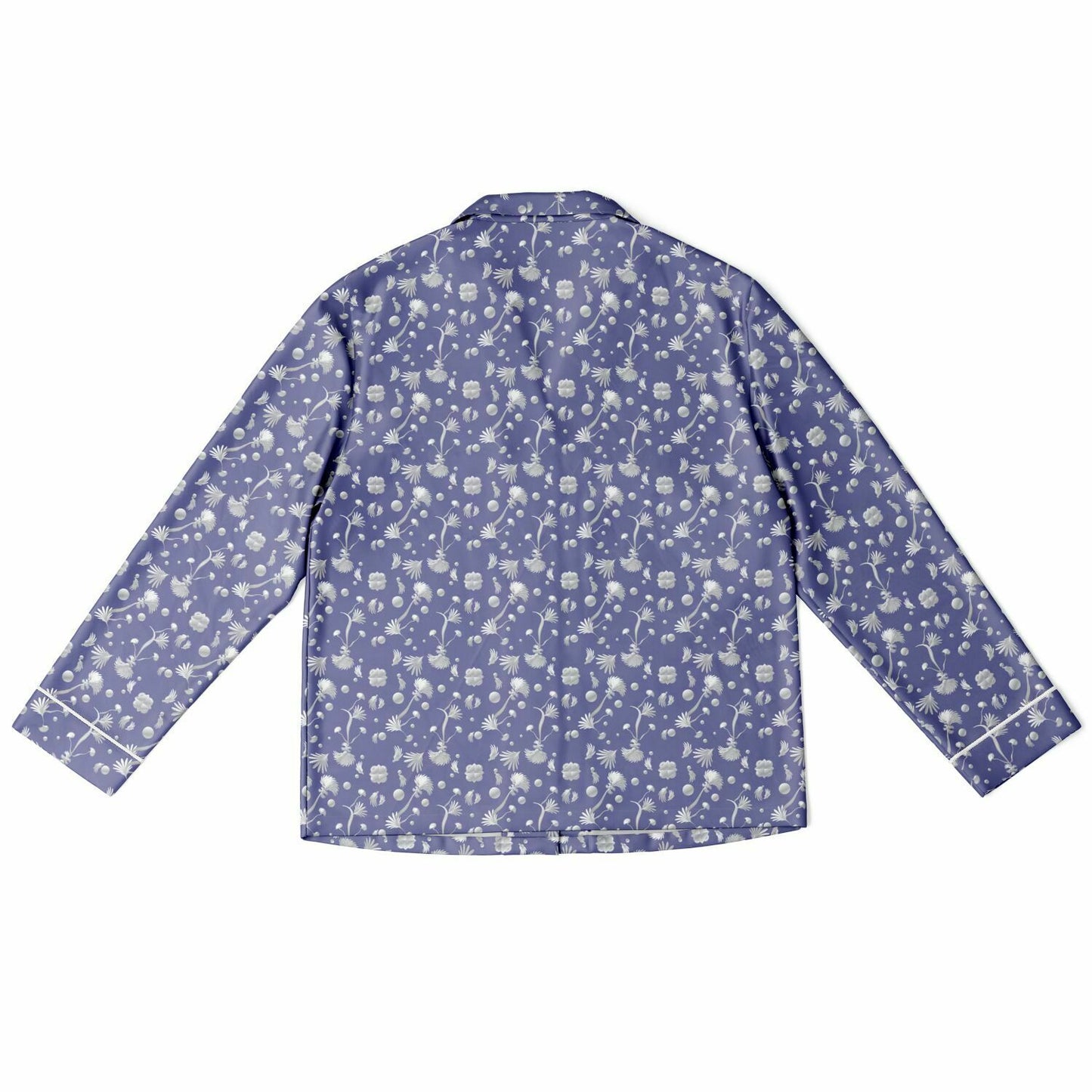 Women's Satin Pajamas - AOP Kukloso Melange de fleur No 22 Silver-colored abstract shapes on Periwinkle - Free Shipping