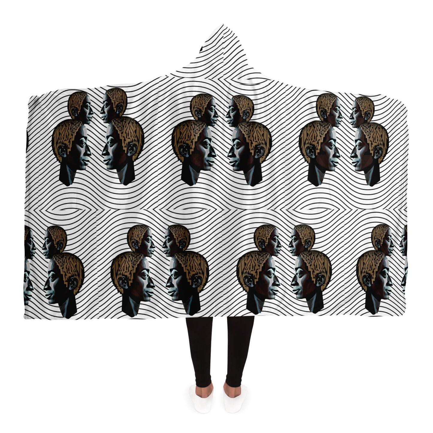 Hooded Blanket - AOP Kukloso Cubist Faces No 43C - Free Shipping