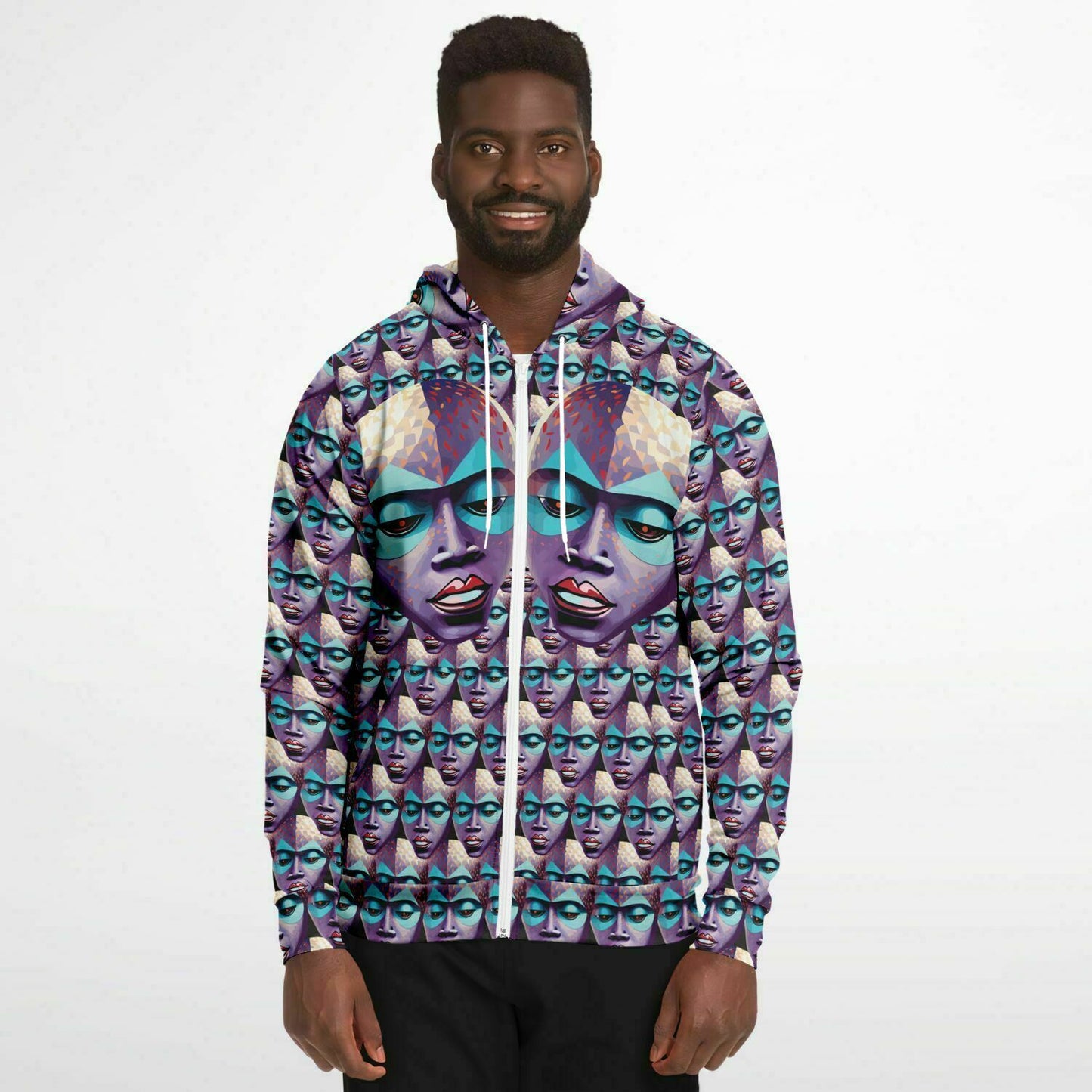 Fashion Zip-Up Hoodie - AOP Kukloso Space Faces No 22 - Free Shipping