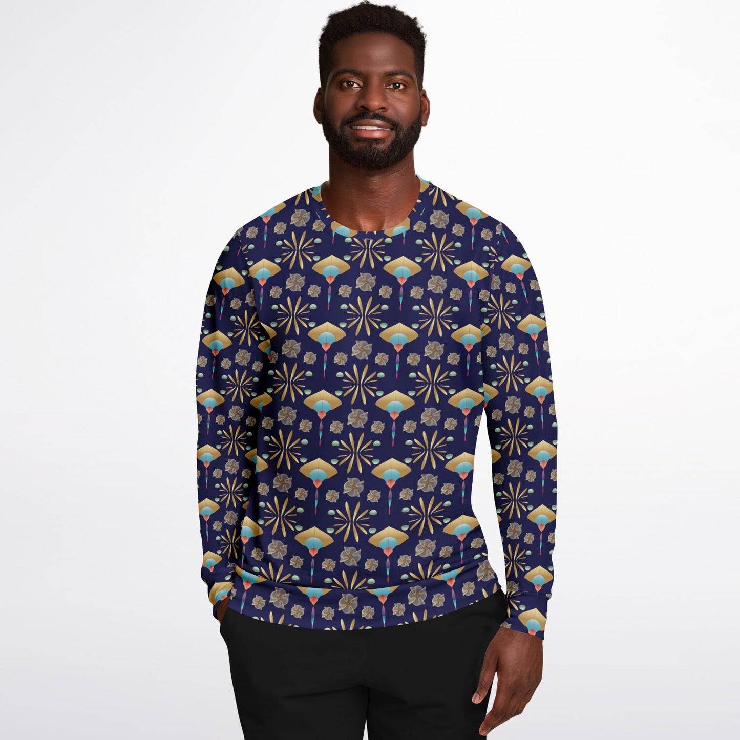 Athletic Sweatshirt - AOP Kukloso Abstractical No 55 No 2 on Navy - Free Shipping