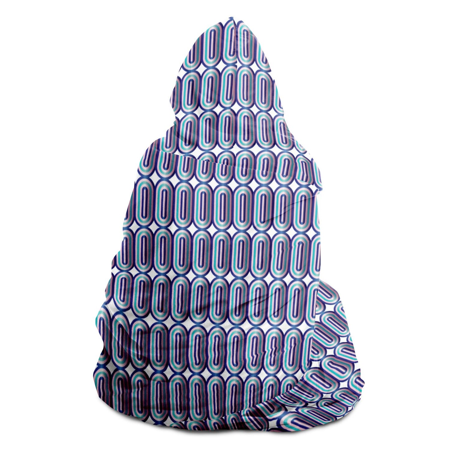 Hooded Blanket - AOP Kukloso Abstractical No 99 Aqua, Blue, Pink on White - Free Shipping