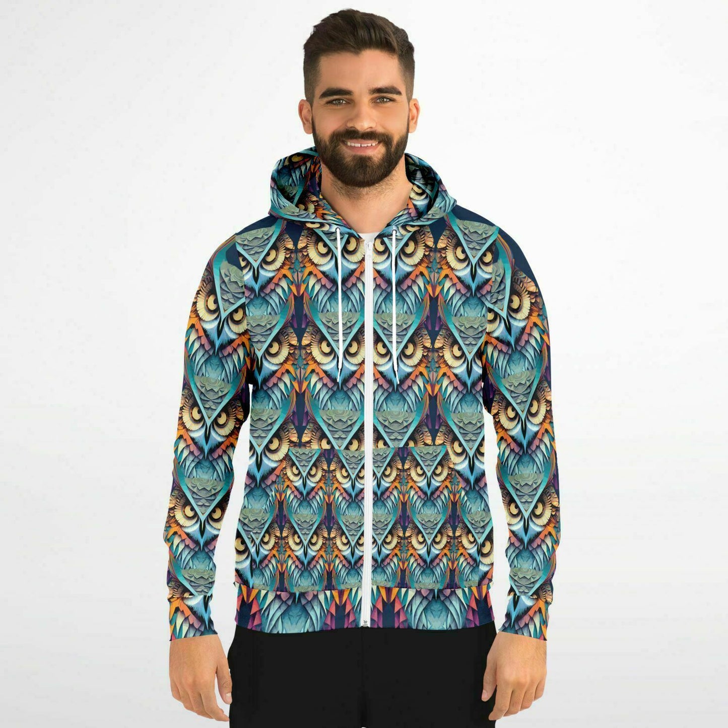 Fashion Zip-Up Hoodie - AOP Kukloso Mr Owl - Free Shipping