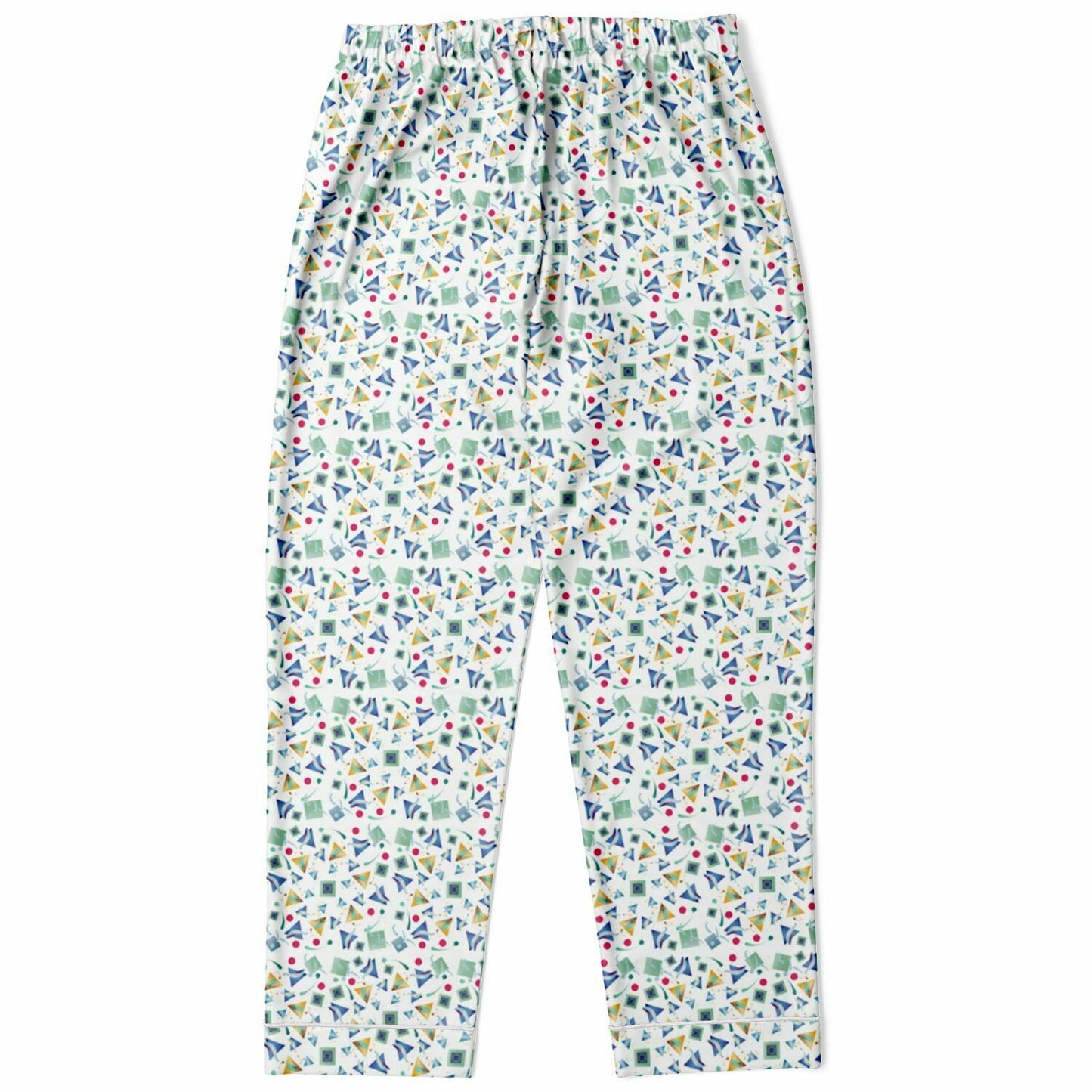 Women's Satin Pajamas - AOP Kukloso Whimsical No 11 Multi-Geometrical shapes & colors on White - Free Shipping