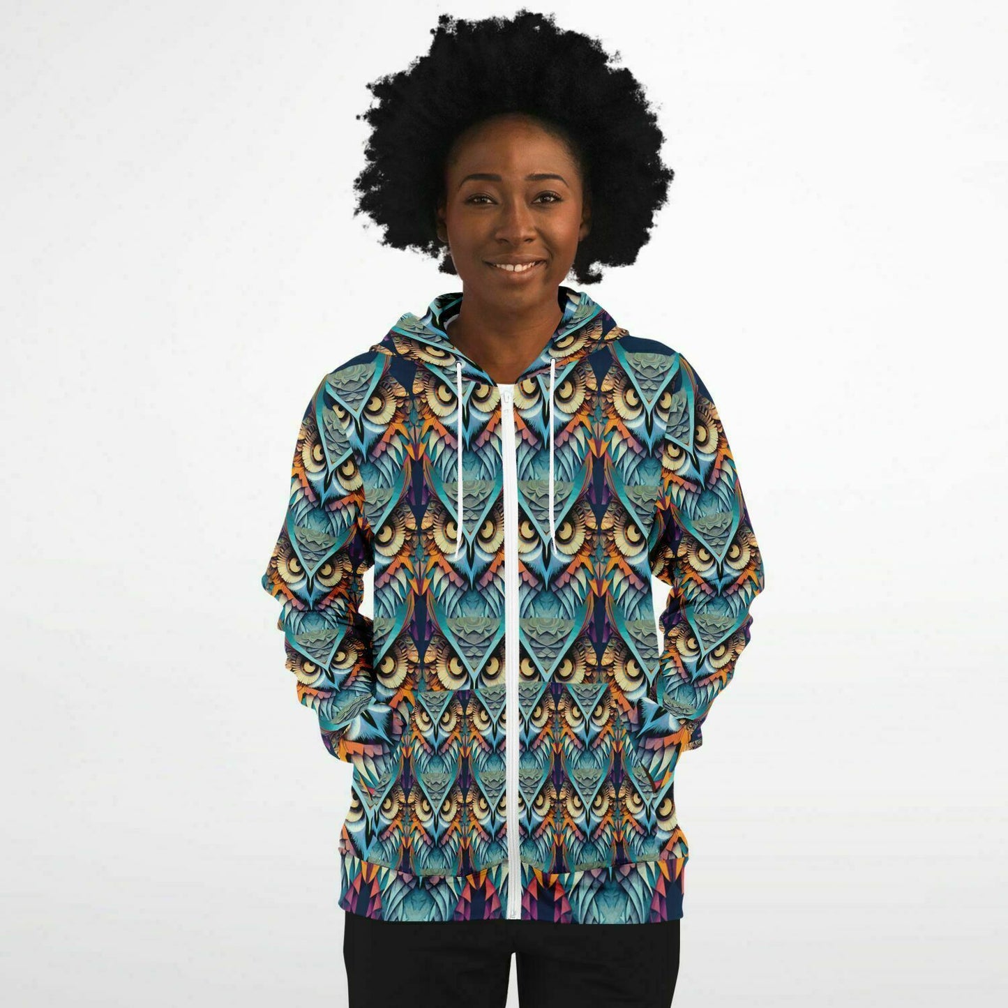 Fashion Zip-Up Hoodie - AOP Kukloso Mr Owl - Free Shipping