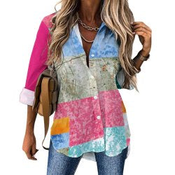 Long Sleeve Shirt Blouse Kukloso Abstract No 586