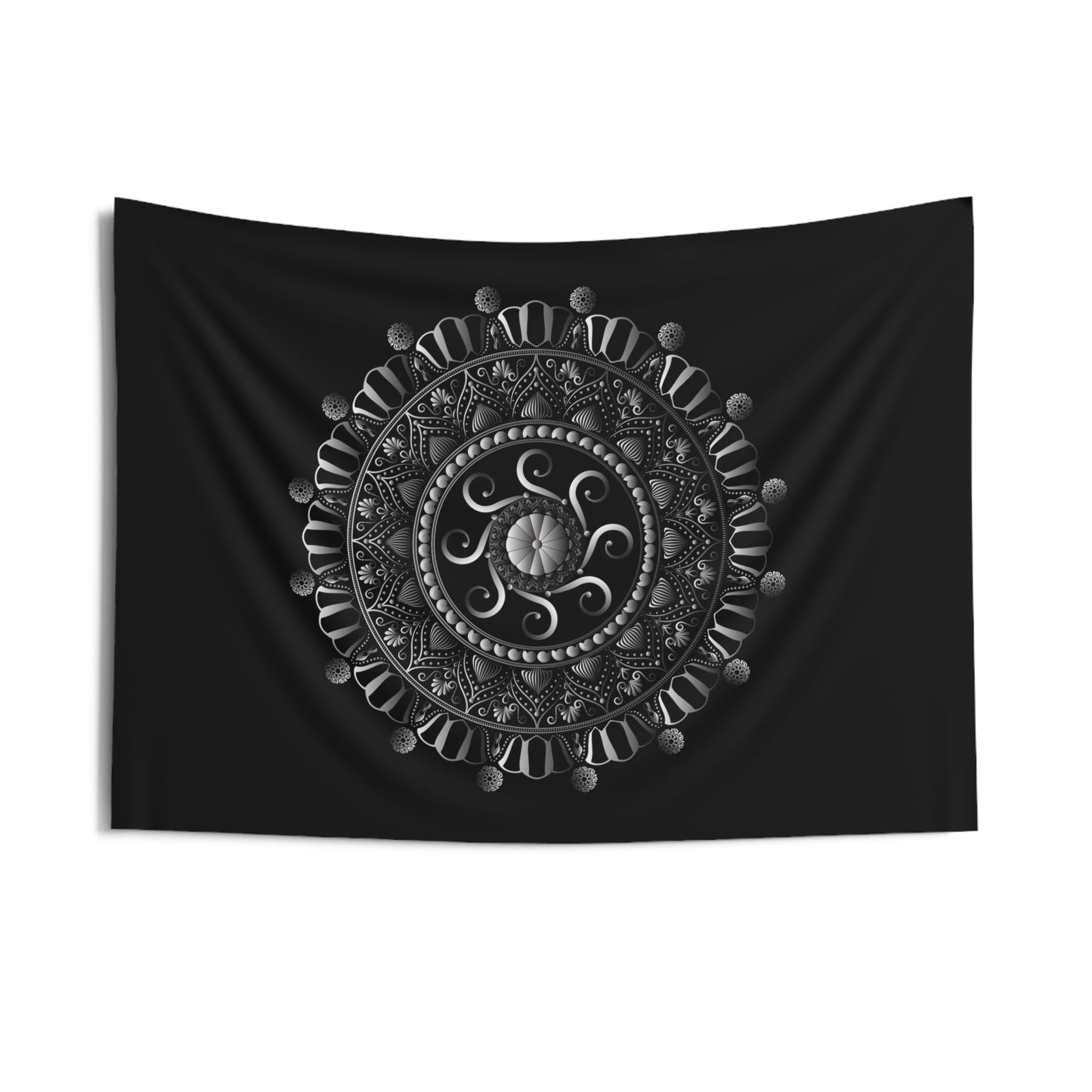 Indoor Wall Tapestries Kukloso Kuklos No 4319 Silver Mandala - Free Shipping