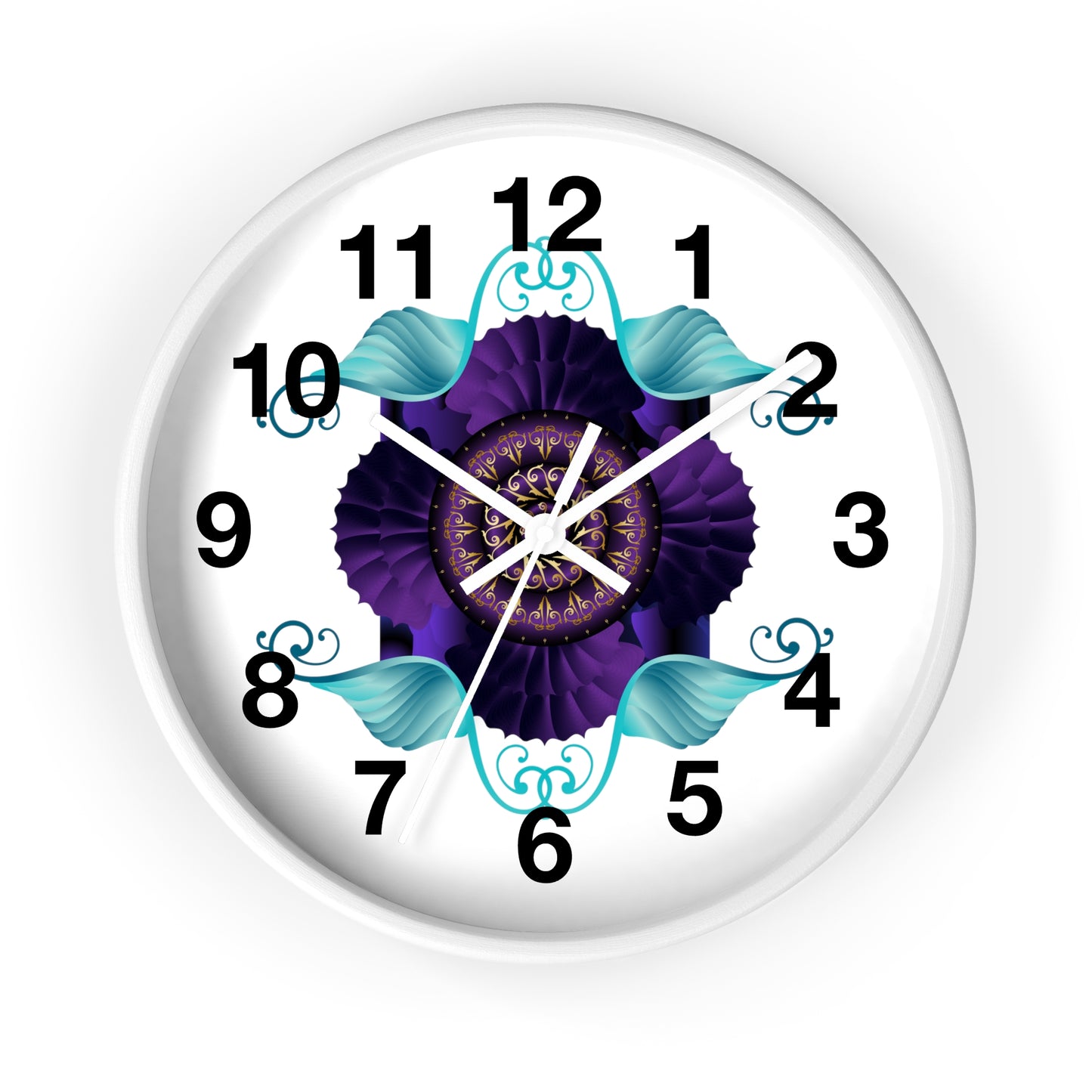 Wall Clock Kukloso Kuklos No 4364 Abstract Purple & Aqua - Free Shipping