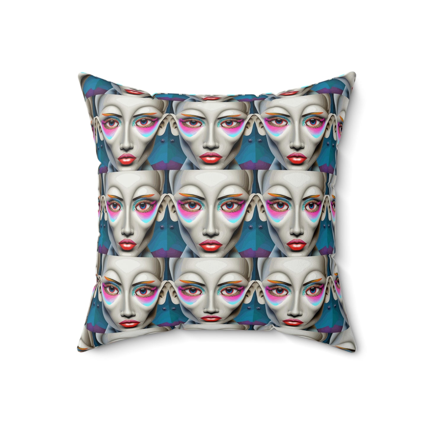 Spun Polyester Square Pillow Kukloso Space Faces No 70 - Free Shipping