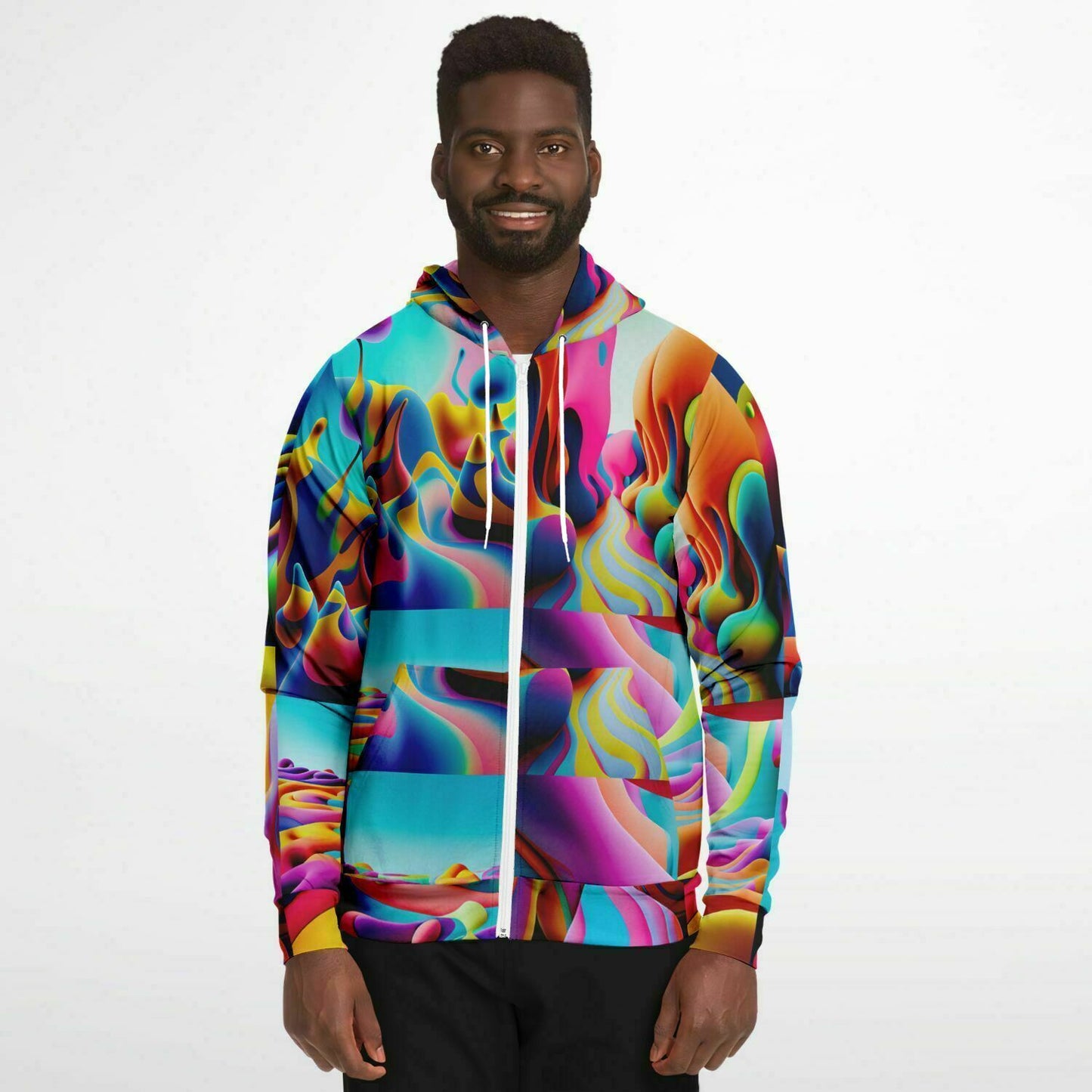 Fashion Zip-Up Hoodie - AOP Kukloso Got Color Multicolored Medium Pattern - Free Shipping