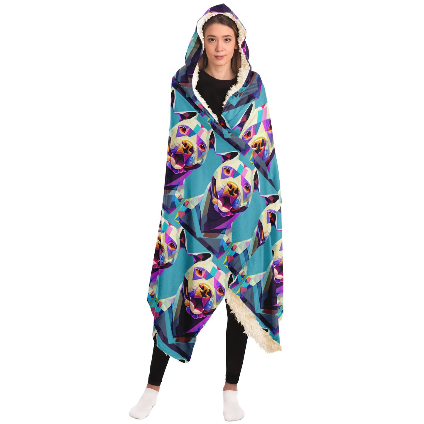 Hooded Blanket - AOP KUkloso Cubist Pit Bull Dog No 2 - Free Shipping