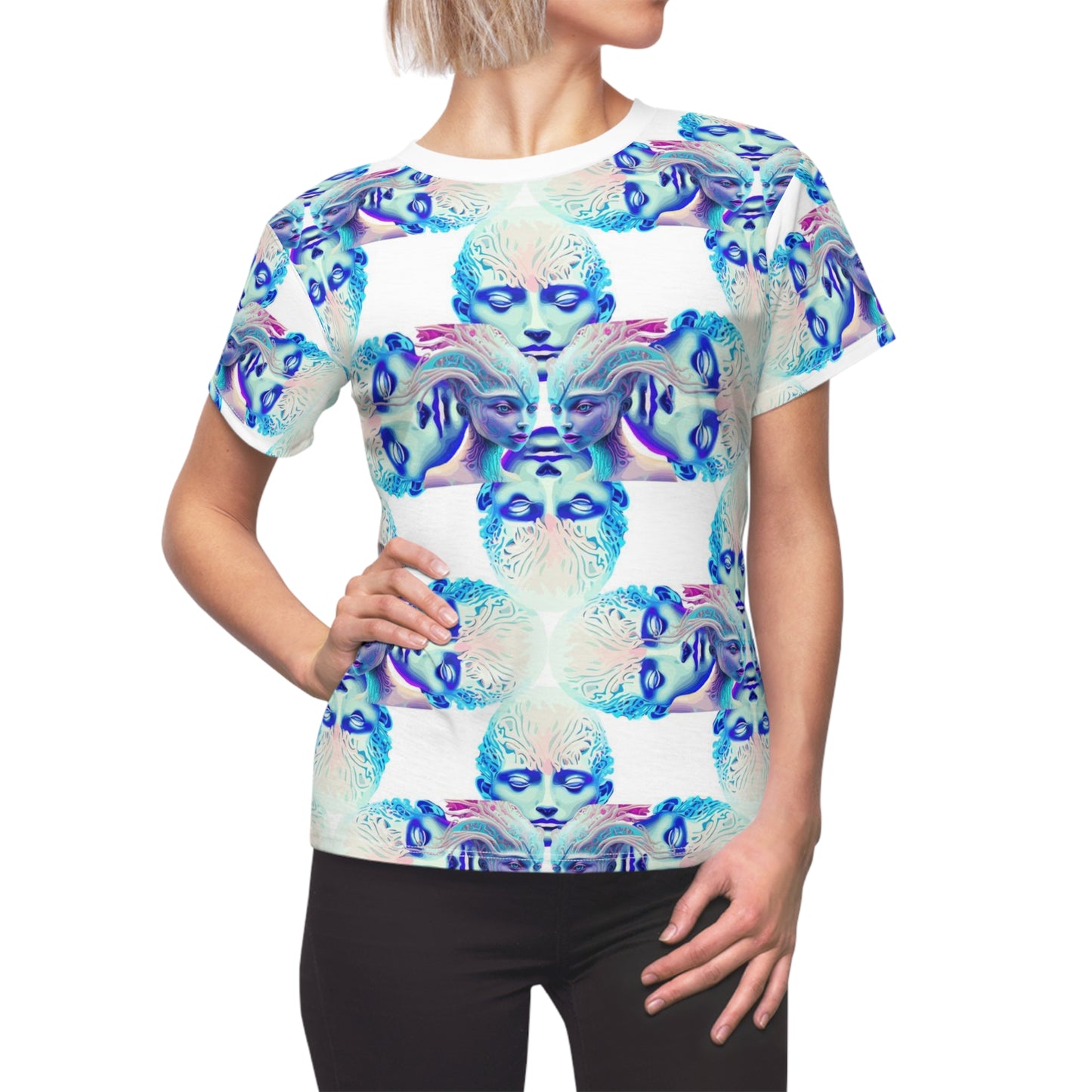 Women's Cut & Sew Tee (AOP) Kukloso Space Face No 13 - Free Shipping