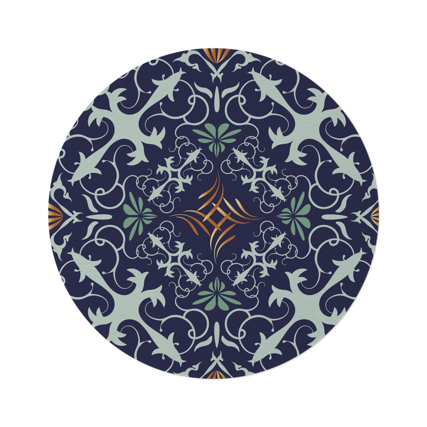 Round Rug Kukloso MD No 45 Mandala on Navy Free Shipping