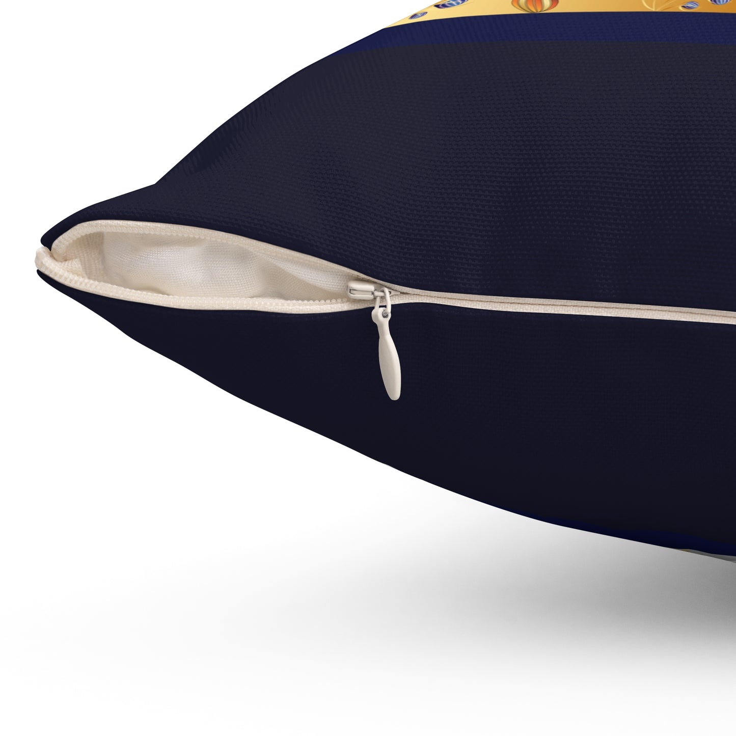 Spun Polyester Square Pillow Kukloso Melange de fleur No 21 Gold & Silver - Free Shipping