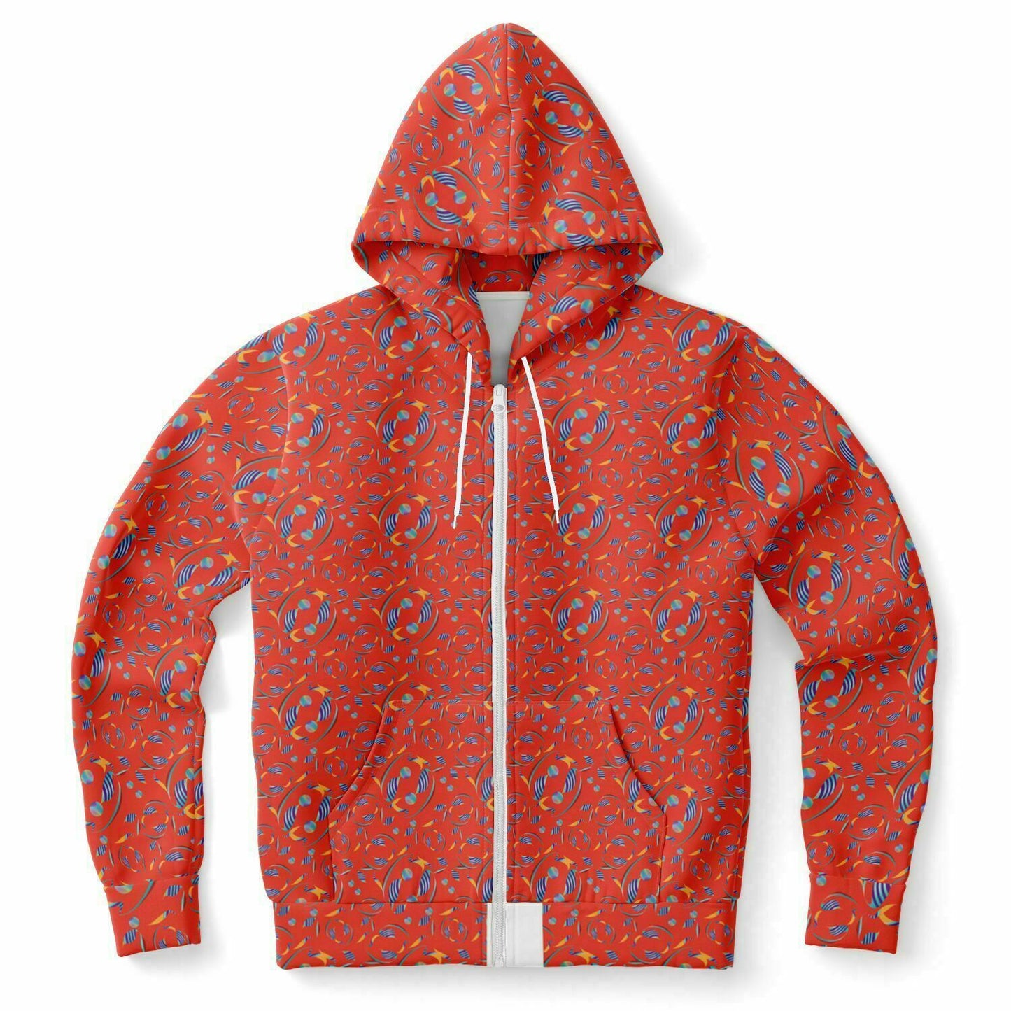 Fashion Zip-Up Hoodie - AOP Kukloso Abstractical No 80 Multicolored on Orange - Free Shipping
