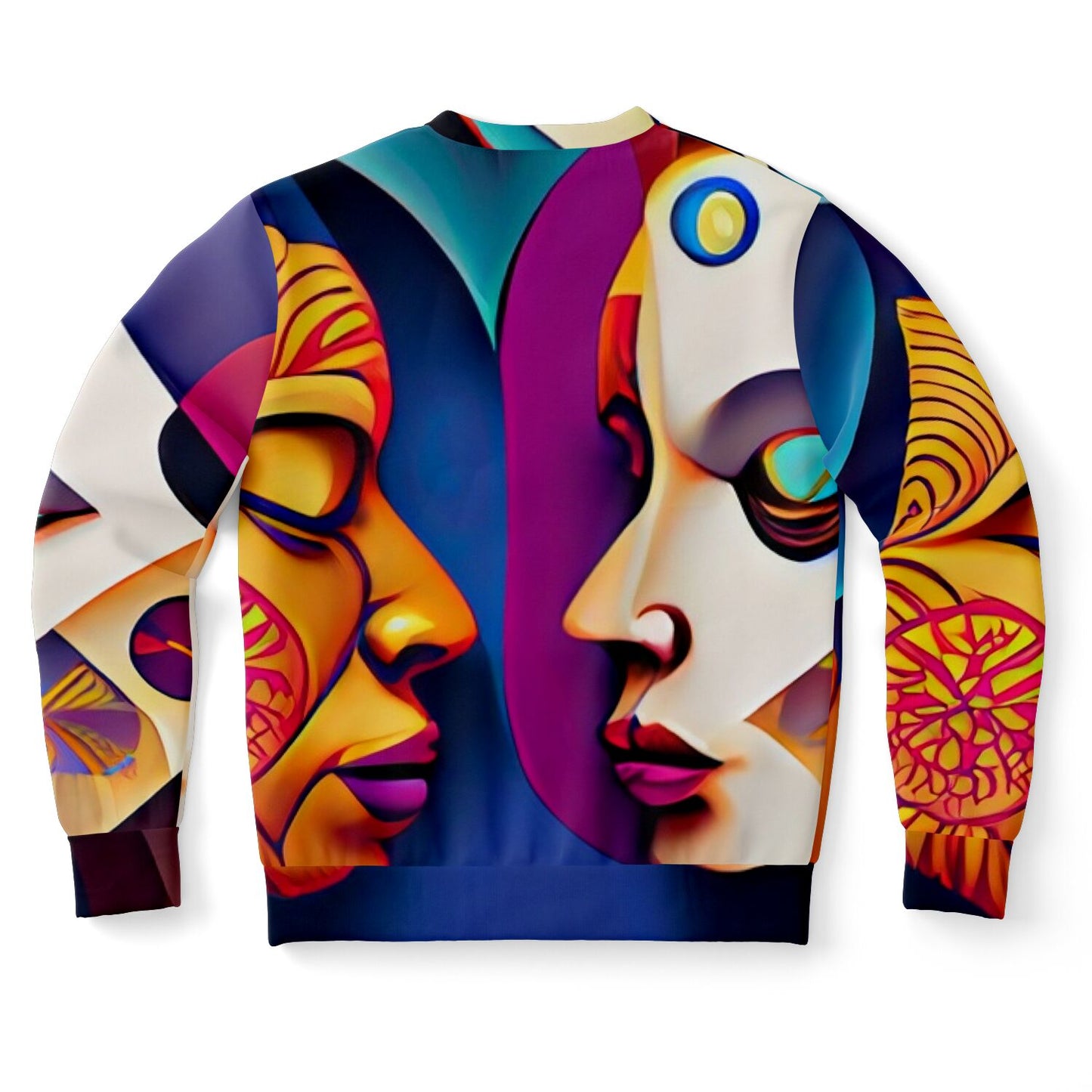 Athletic Sweatshirt - AOP Uni-Sex Kukloso Cubist Faces No 3 Multicolored - Free Shipping