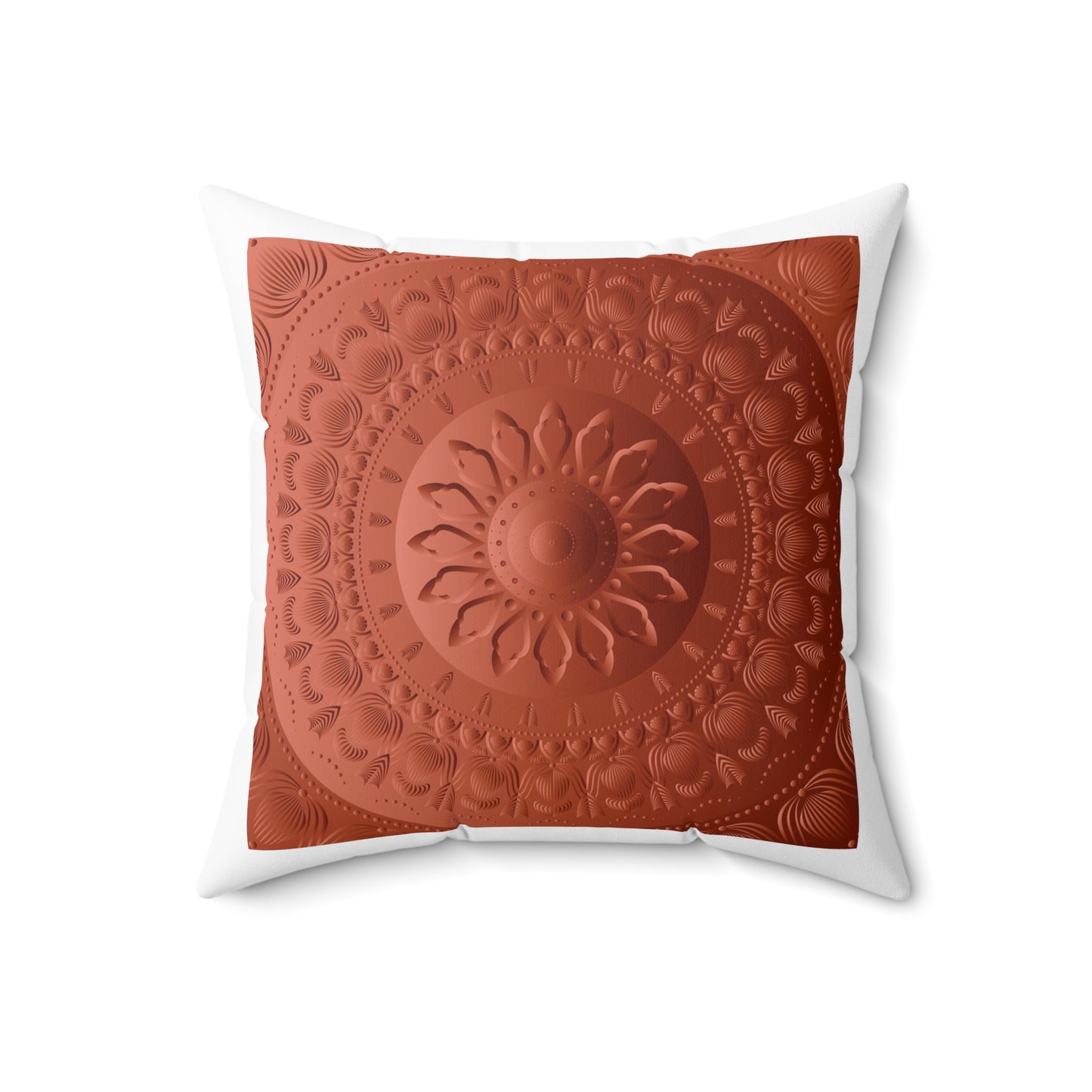 Spun Polyester Square Pillow Kukloso Mandala No 113 Blue-Green/ Copper - Free Shipping