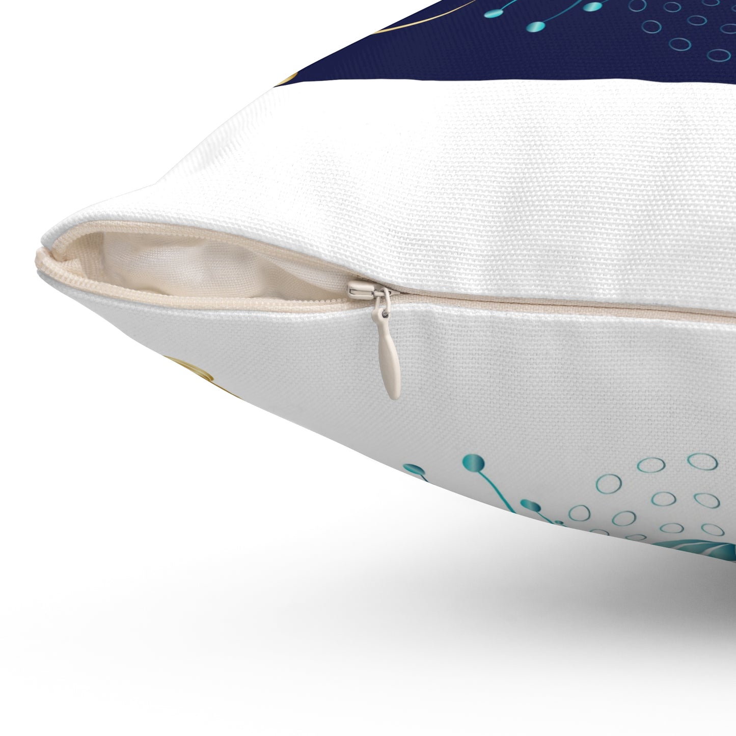 Spun Polyester Square Pillow Kukloso Melange de fleur No 29 Aqua/Navy & Aqua/White - Free Shipping