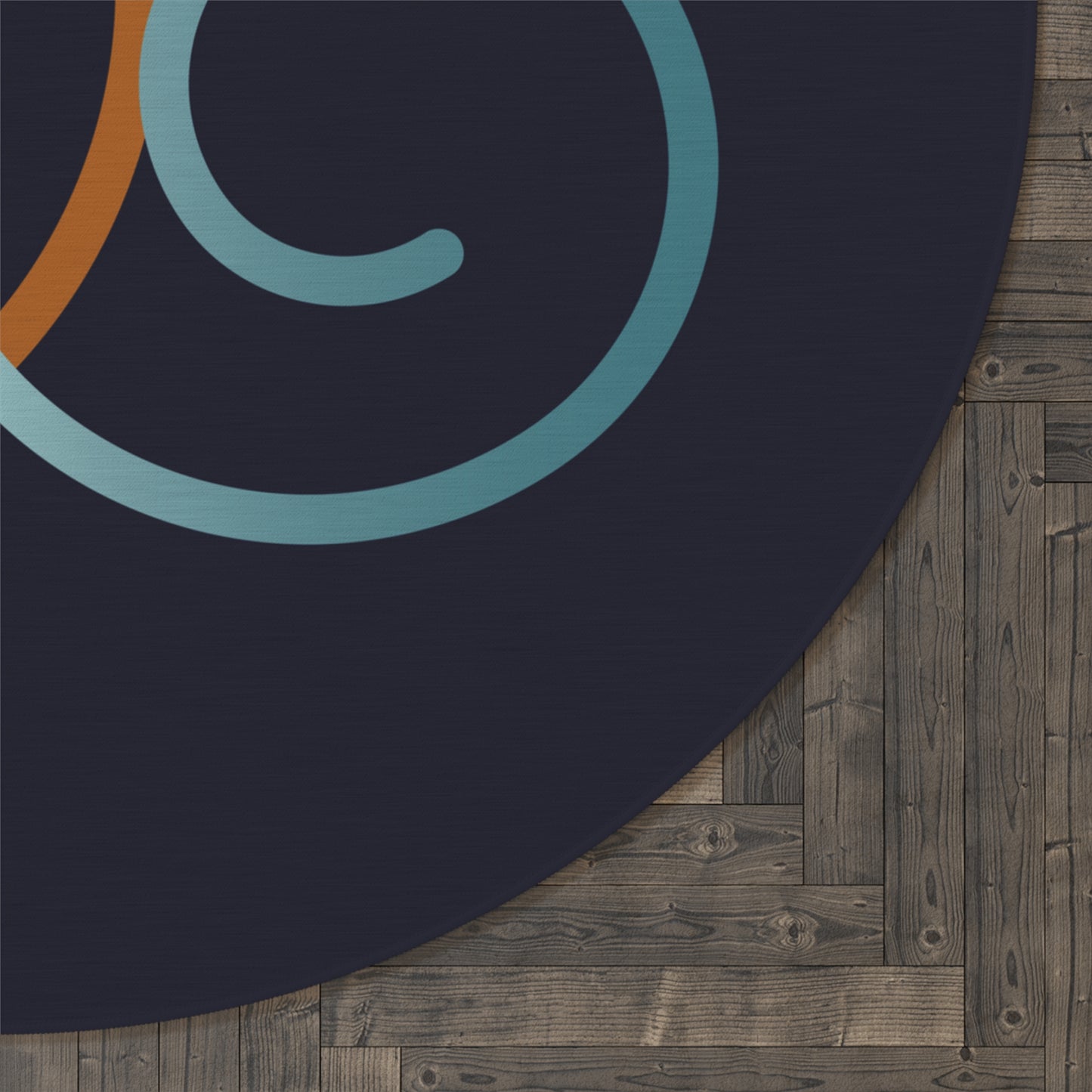 Round Rug Kukloso MD 70 Abstract shapes - Silver, Aqua, Copper, Gold Free shipping